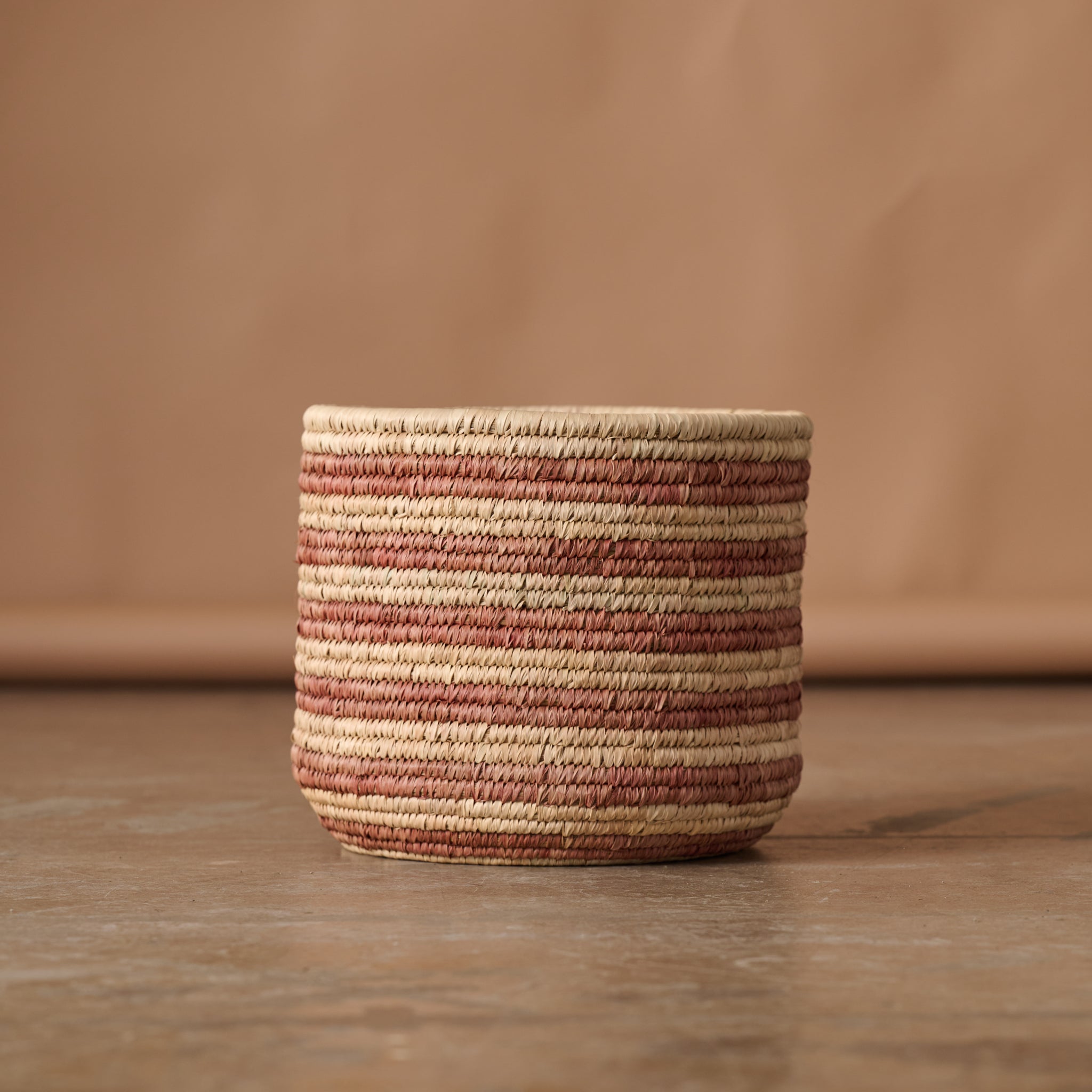 Pink Striped Palm Leaf Basket 12 - Ten Thousand Villages