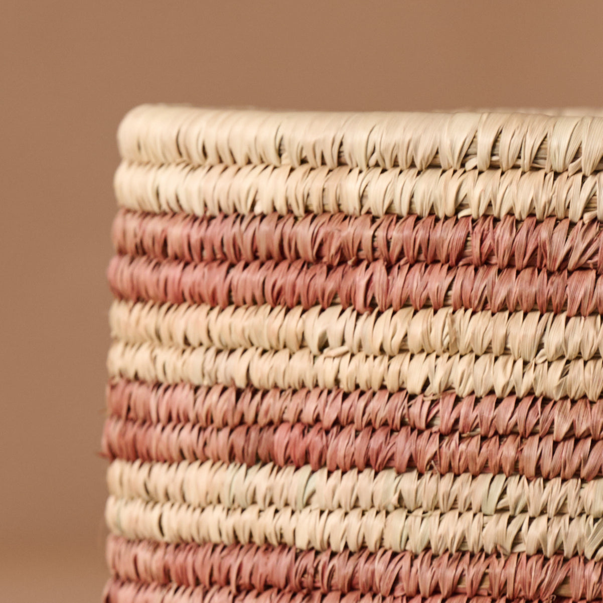 Pink Striped Palm Leaf Basket 12 - Ten Thousand Villages