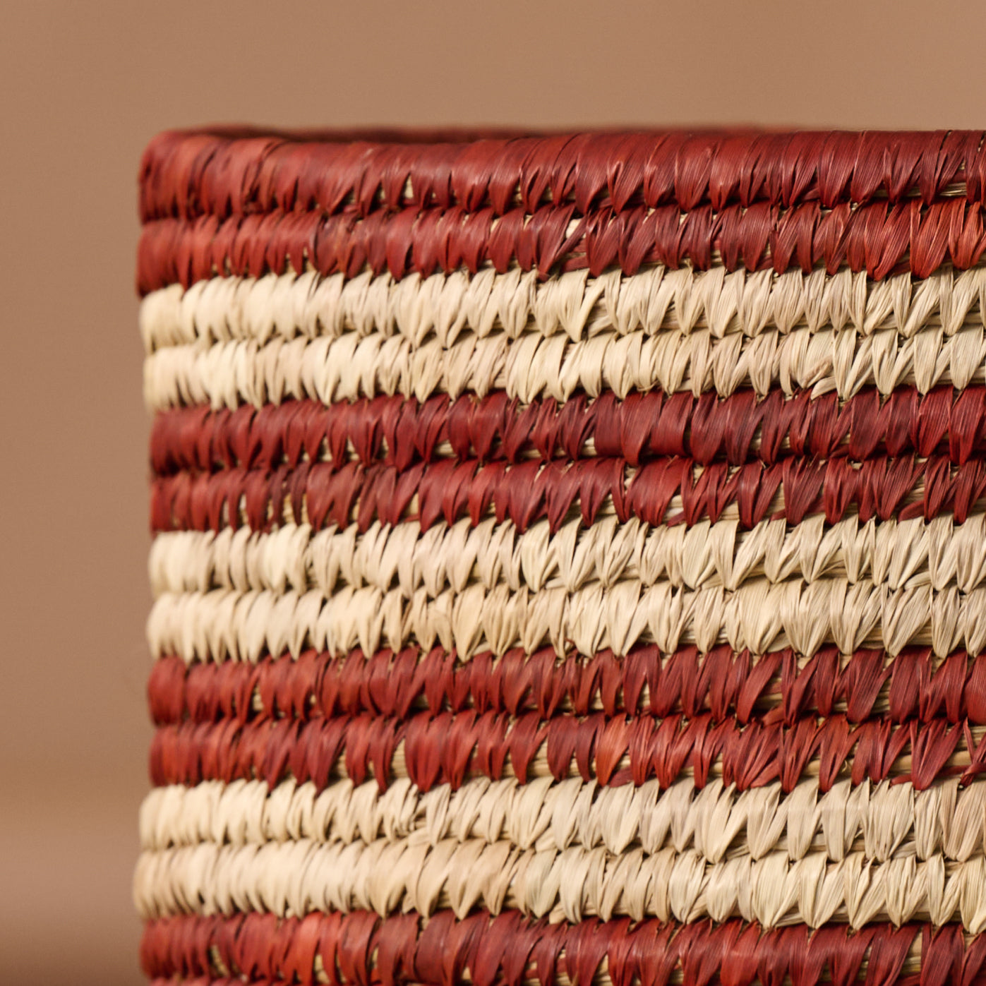 Burnt Orange Striped Palm Leaf Basket 14.5 - Ten Thousand Villages