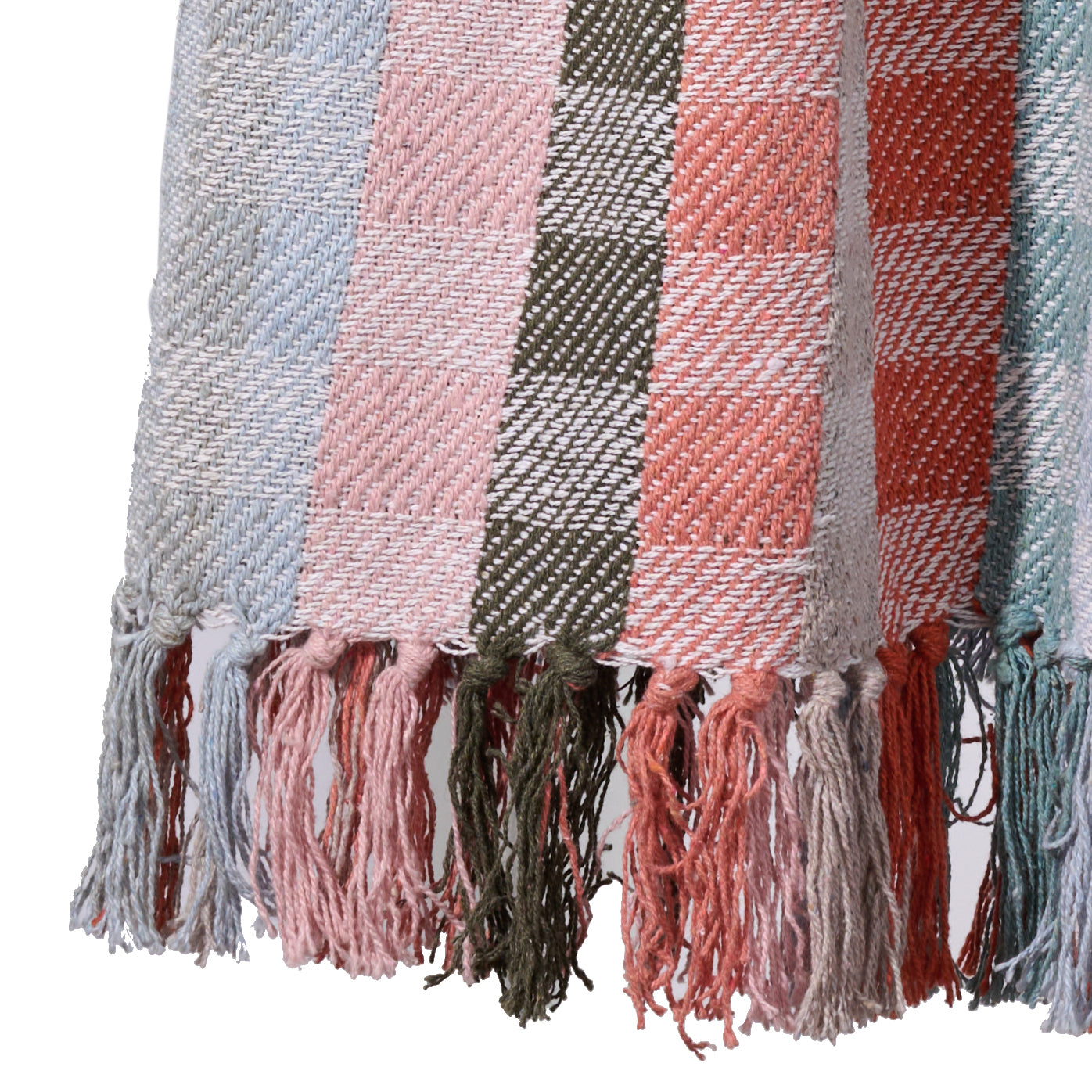 Naya Recycled Cotton Blanket - Red, Light Blue