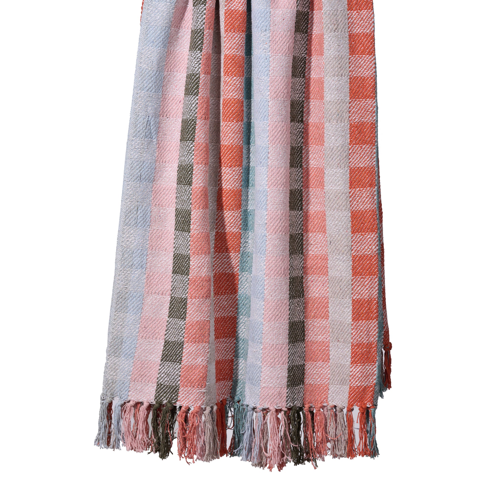 Naya Recycled Cotton Blanket - Red, Light Blue