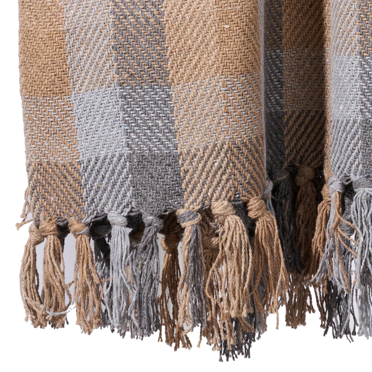 Naya Recycled Cotton Blanket - Gray, Tan, Blue