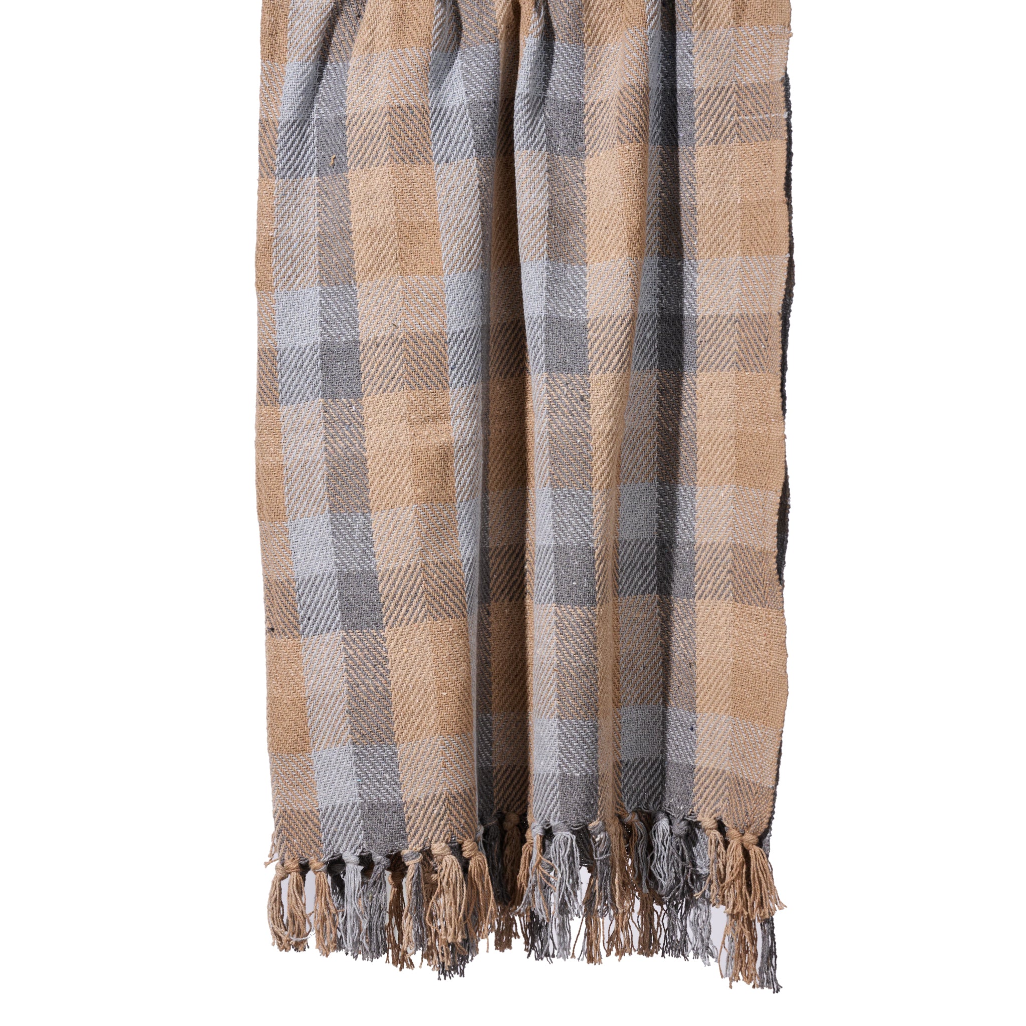 Naya Recycled Cotton Blanket - Gray, Tan, Blue