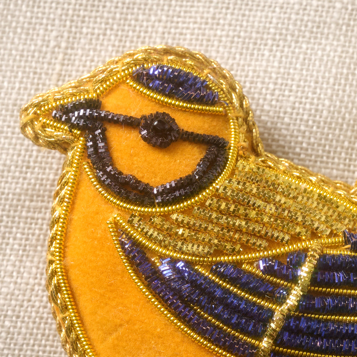Kalyani Flocked Bird Ornament - Blue Wing