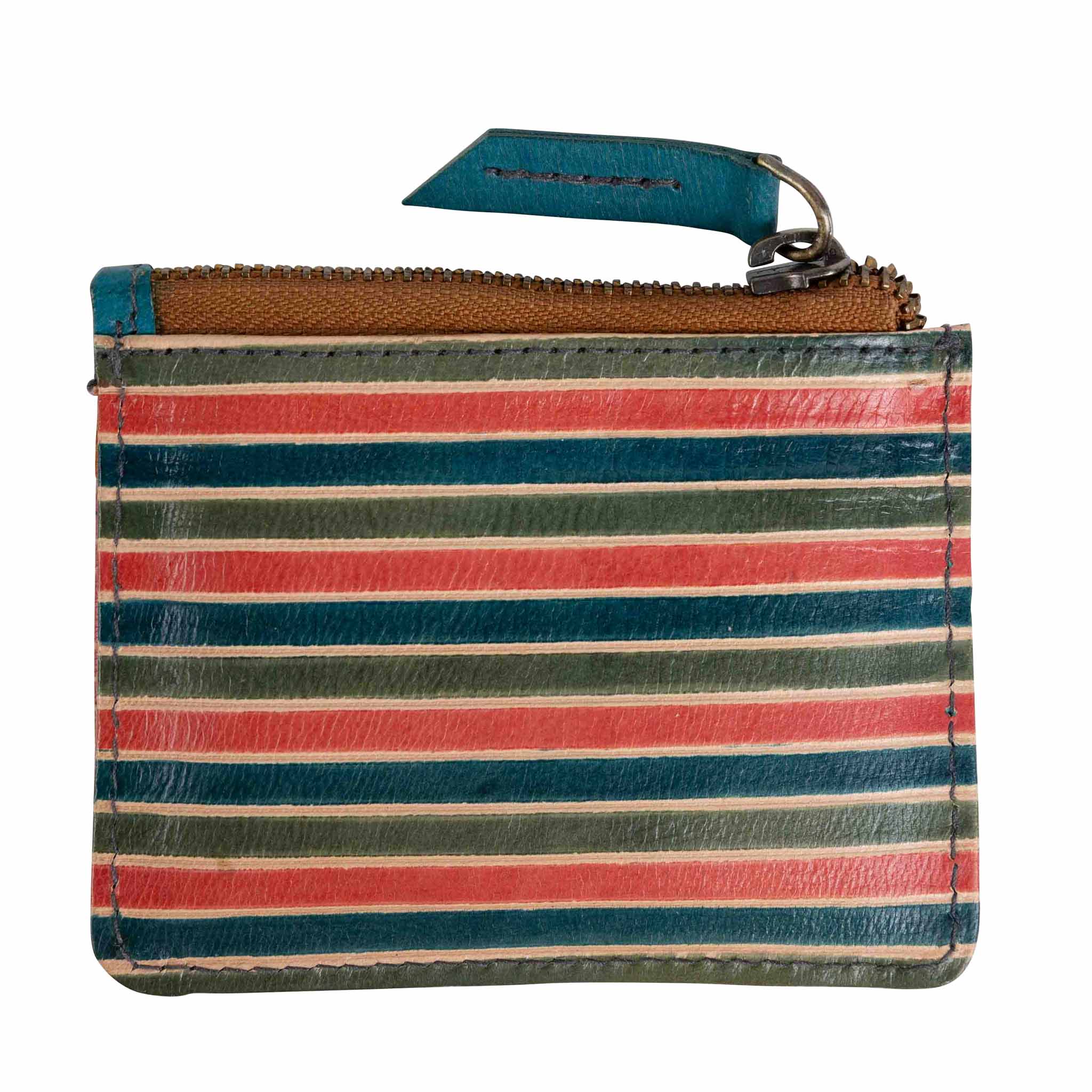 Shanti Striped Zip Leather Card Case - Ten Thousand Villages