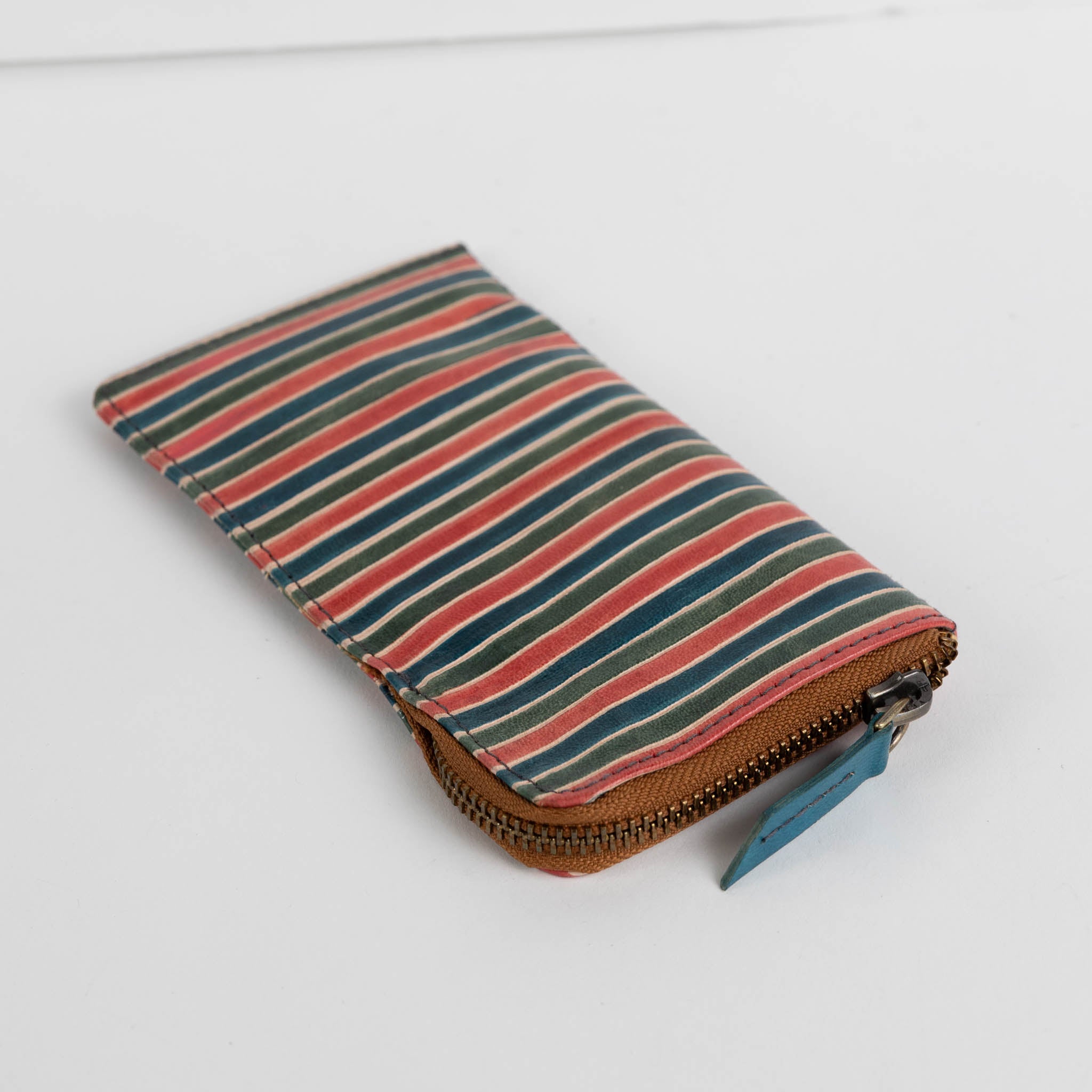 Shanti Striped Zip Leather Eyeglass Case - Ten Thousand Villages
