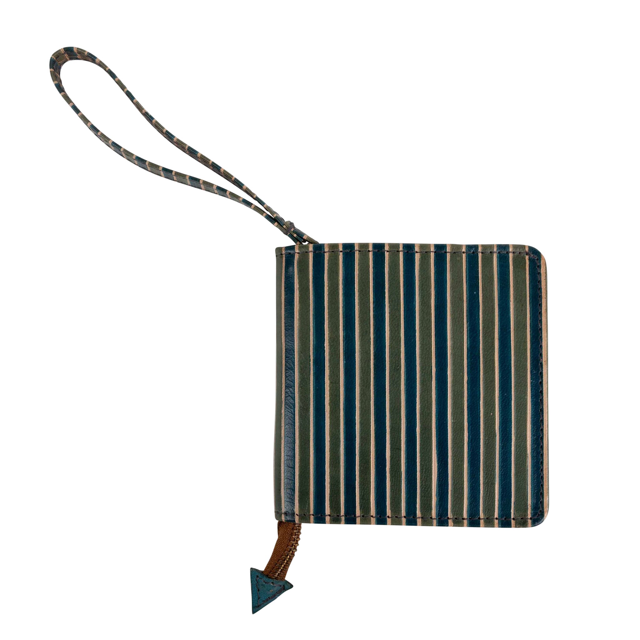 Shanti Striped Leather Wrist Wallet - Ten Thousand Villages