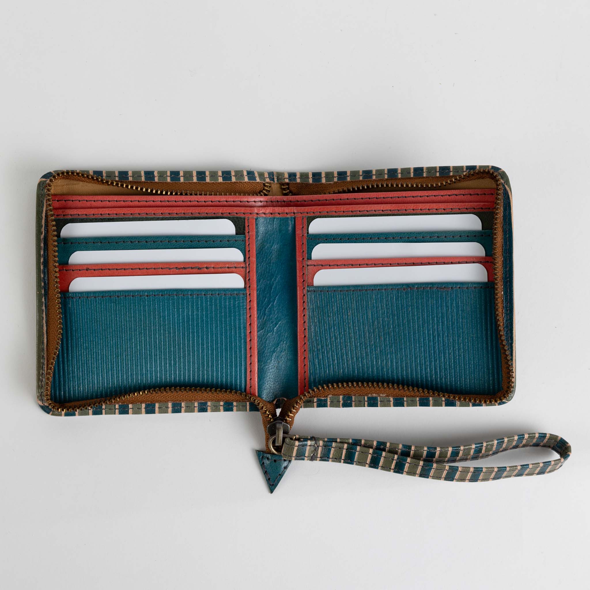 Shanti Striped Leather Wrist Wallet - Ten Thousand Villages