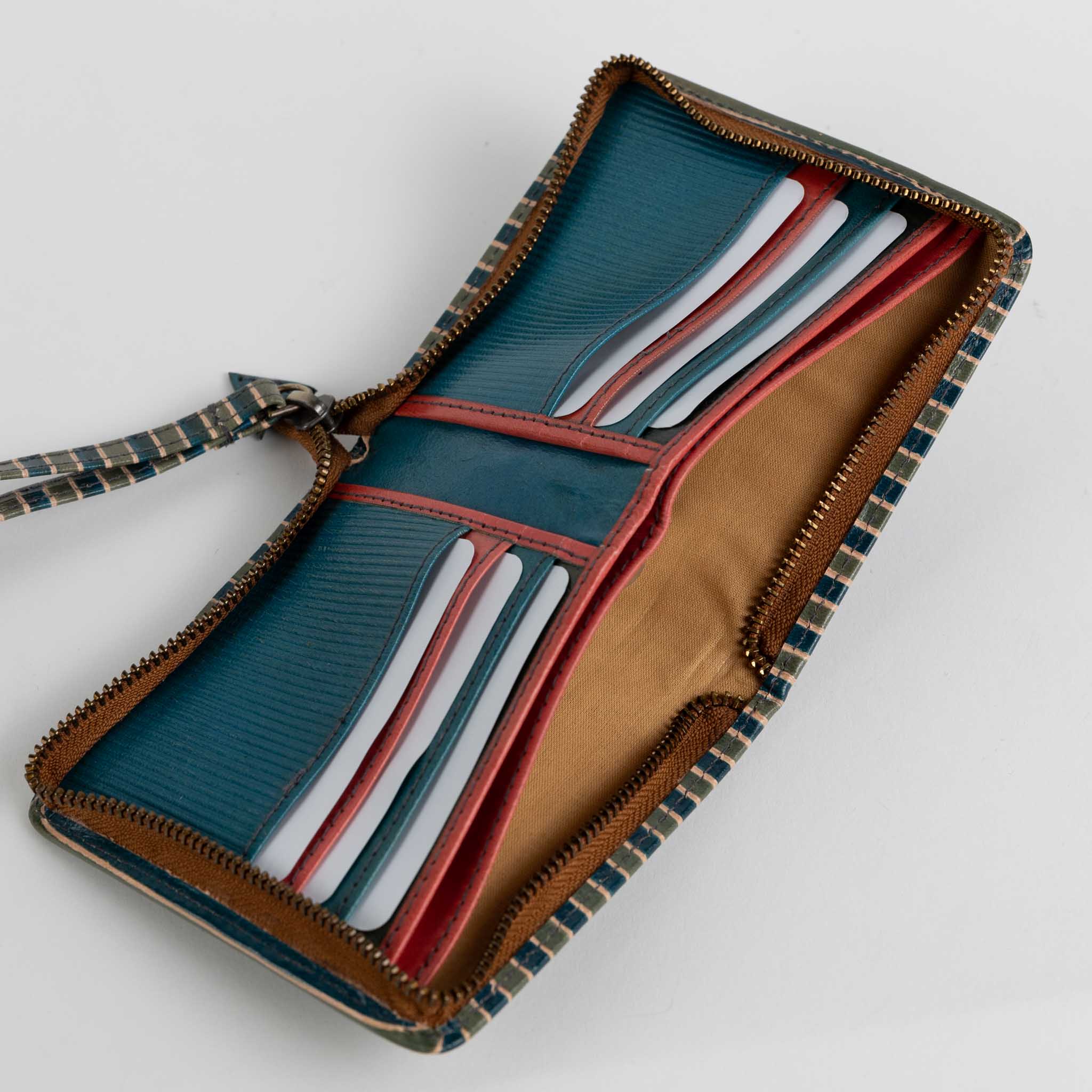 Shanti Striped Leather Wrist Wallet - Ten Thousand Villages