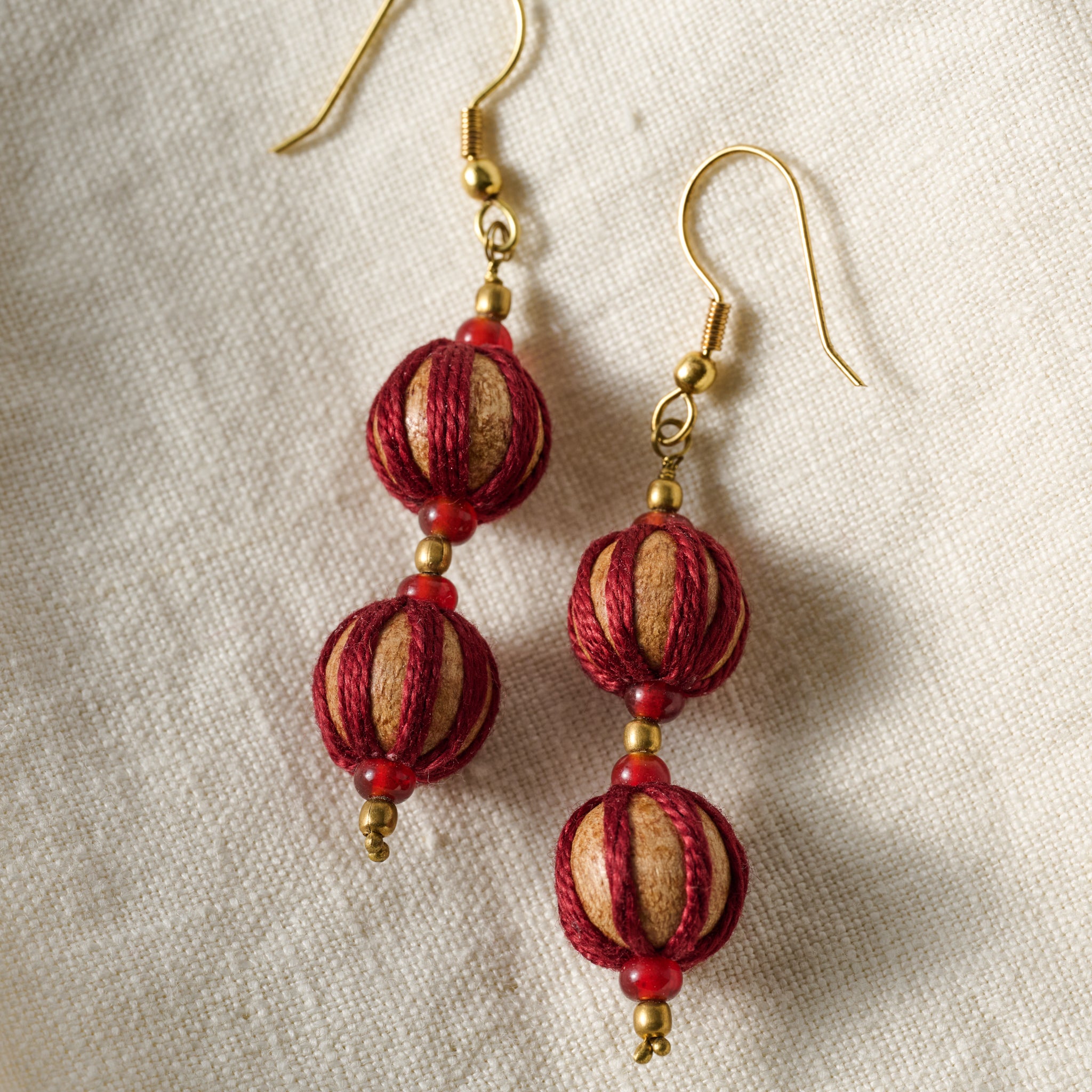 Oris Wrapped Wood Drop Earrings - Ten Thousand Villages