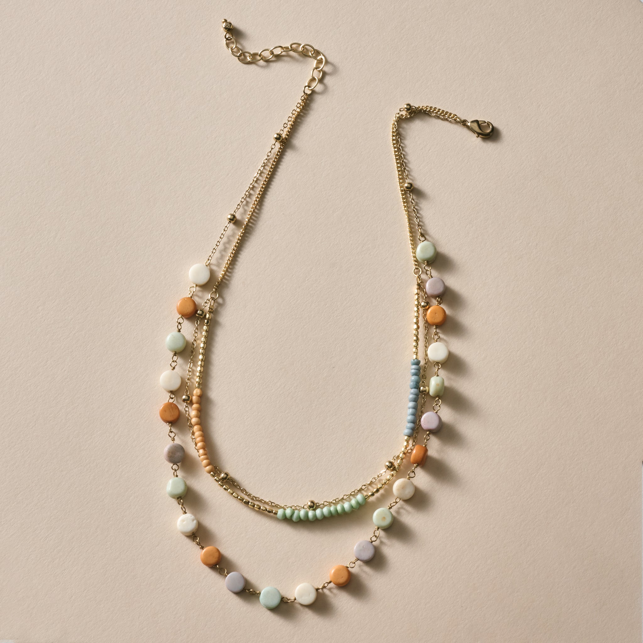 Haddee Three Chain Bead Necklace