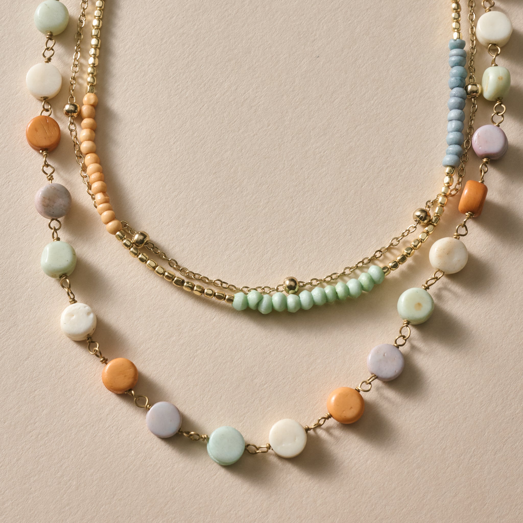 Haddee Three Chain Bead Necklace