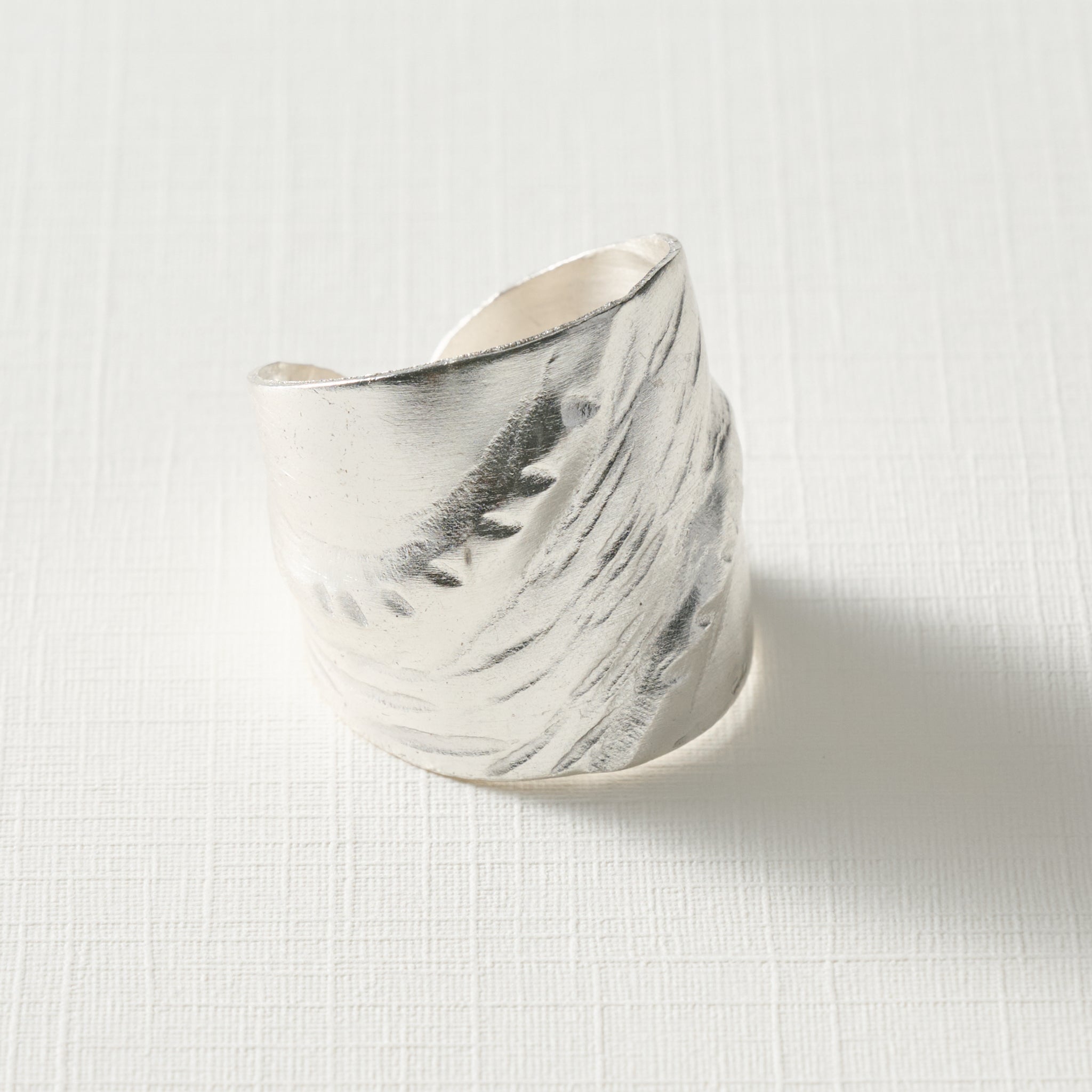 Chauda Silver Hammered Brass Ring
