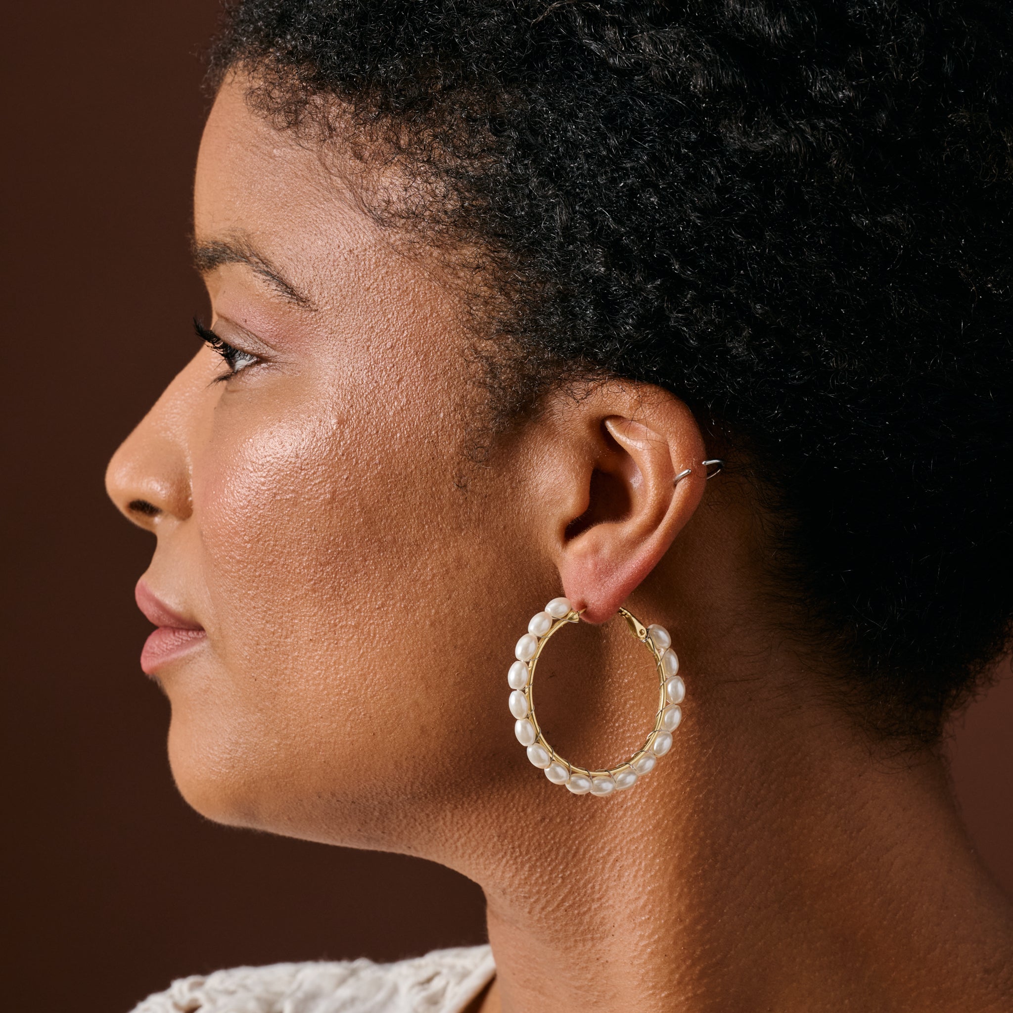 Reteele Pearl Bead Hoop Earrings