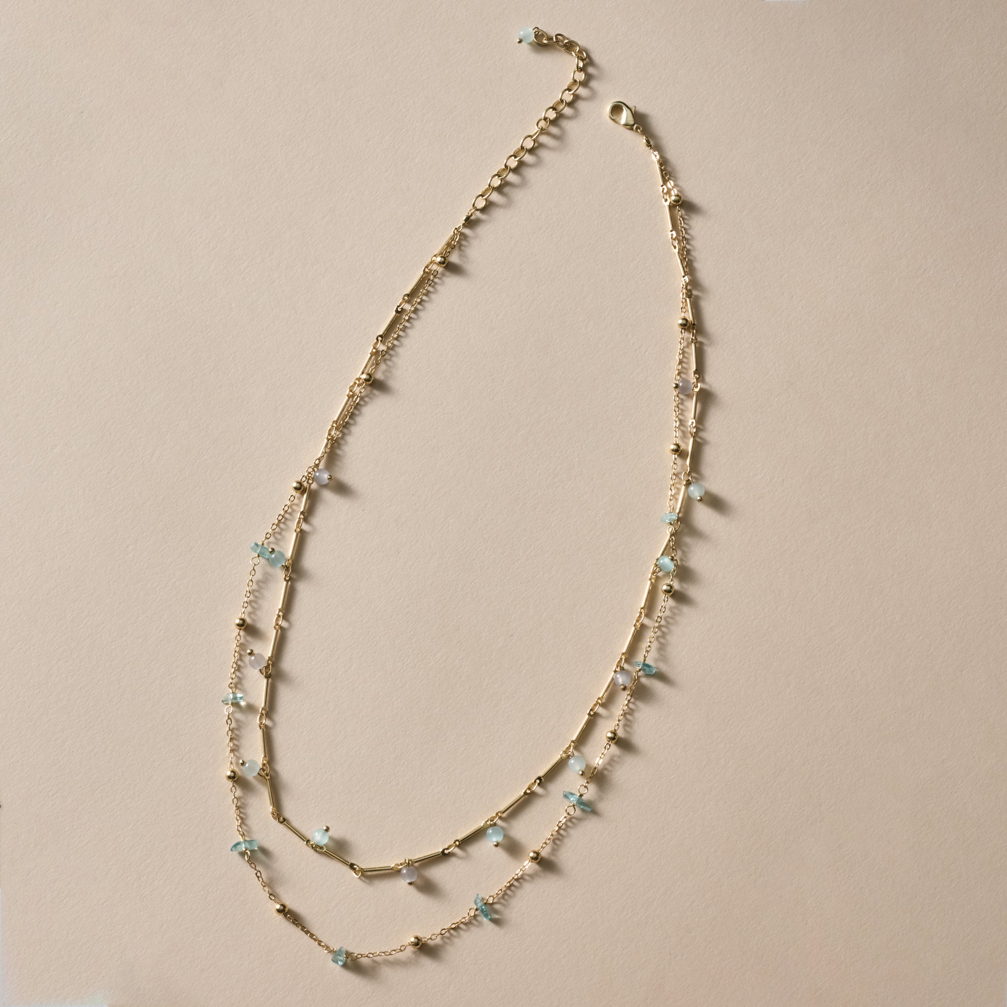 Kacha Two Strand Glass and Stone Bead Necklace