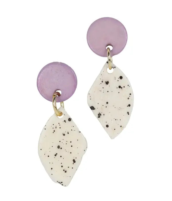 Purple Circle Diamond Dangle Earrings 1