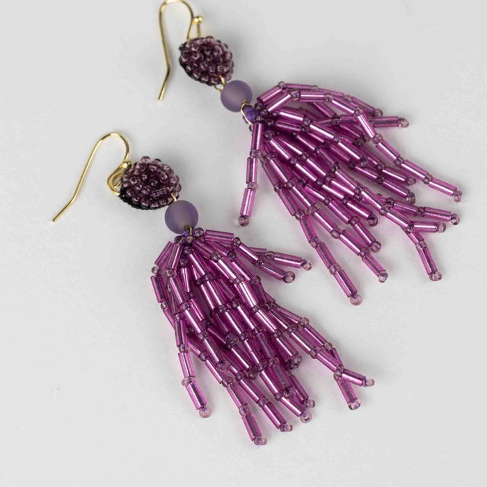 Purple Fringe Dangle Earrings - Default Title (6828910) 3