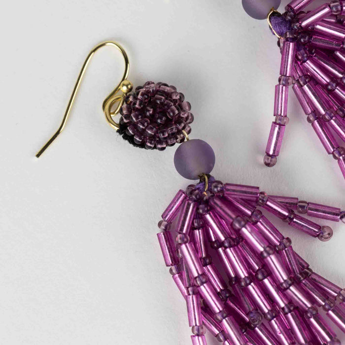 Purple Fringe Dangle Earrings - Default Title (6828910) 4
