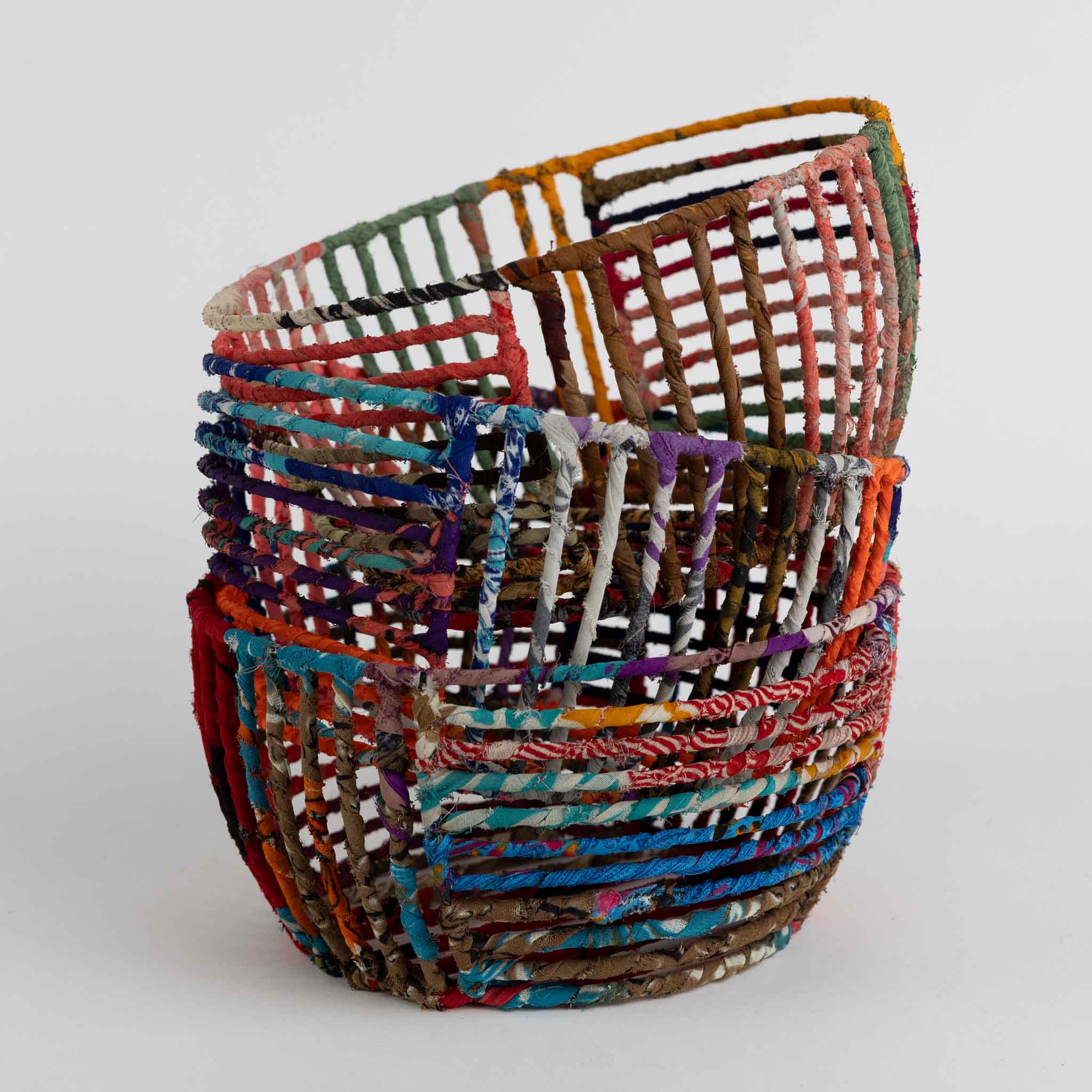 Recycled Sari Wrapped Wire Basket - Ten Thousand Villages
