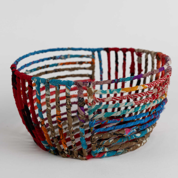 Recycled Sari Wrapped Wire Basket 5