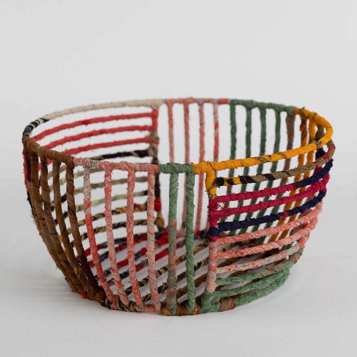 Recycled Sari Wrapped Wire Basket 6