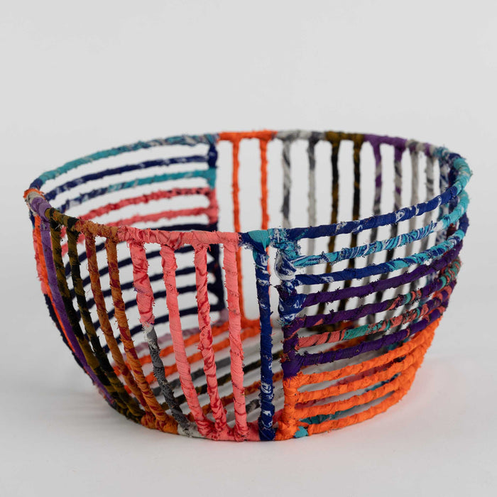 Recycled Sari Wrapped Wire Basket 7