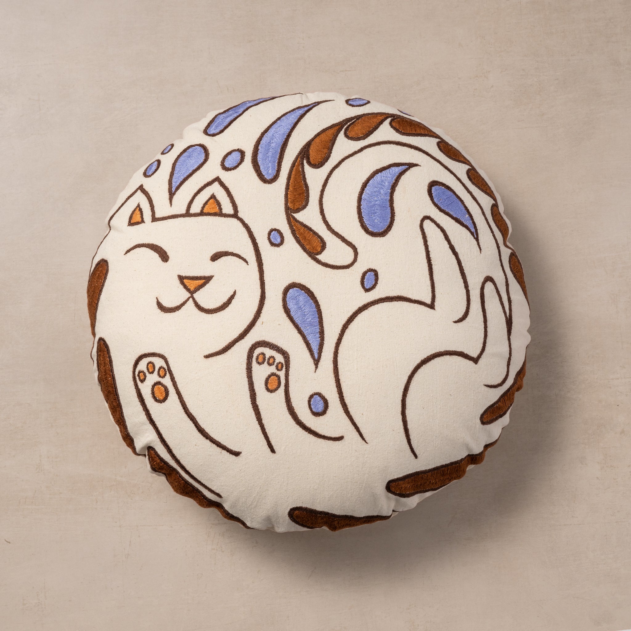 Ten Thousand Villages Embroidered Cat Pillow Cover - Thumbnail 2