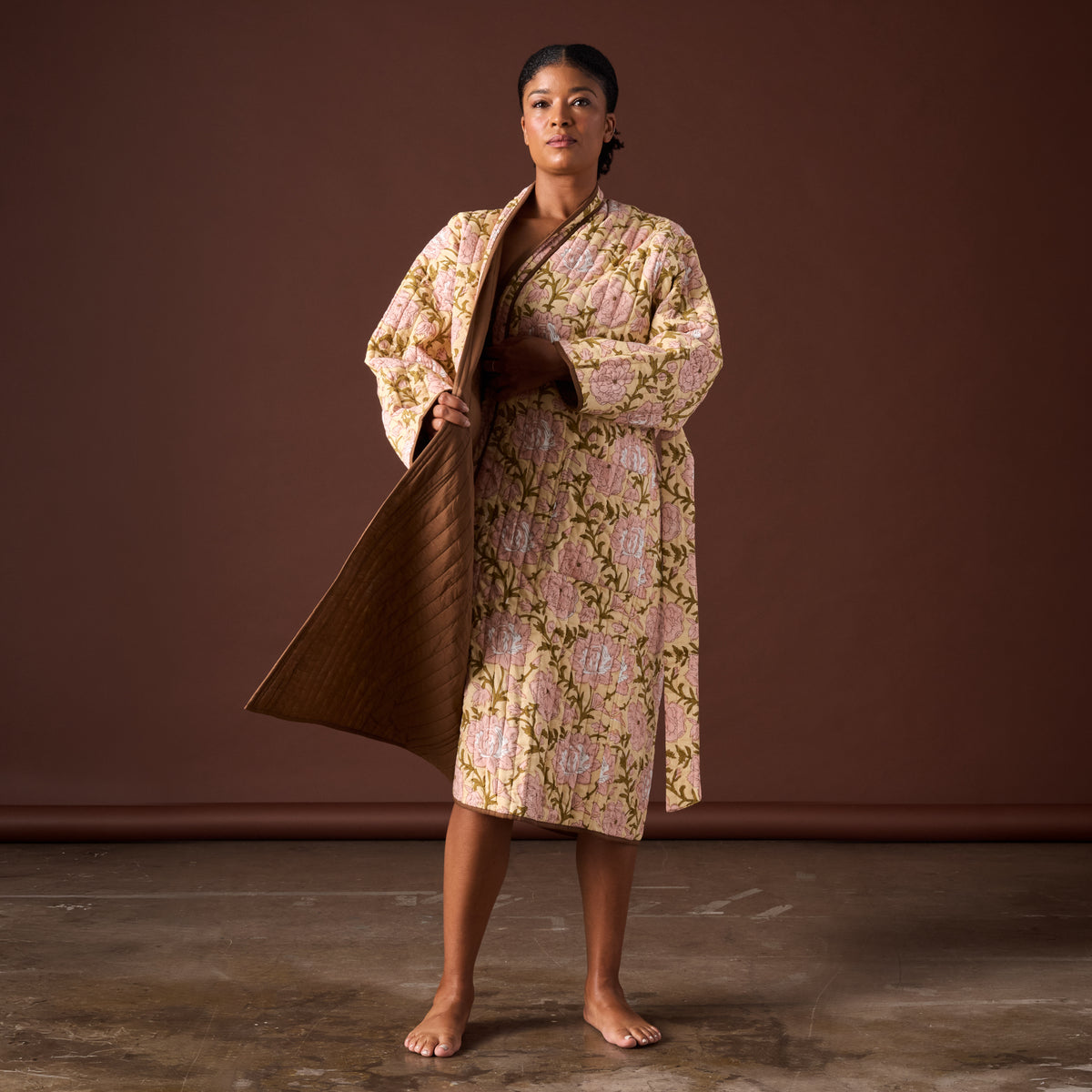 Karana Quilted Floral Bathrobe