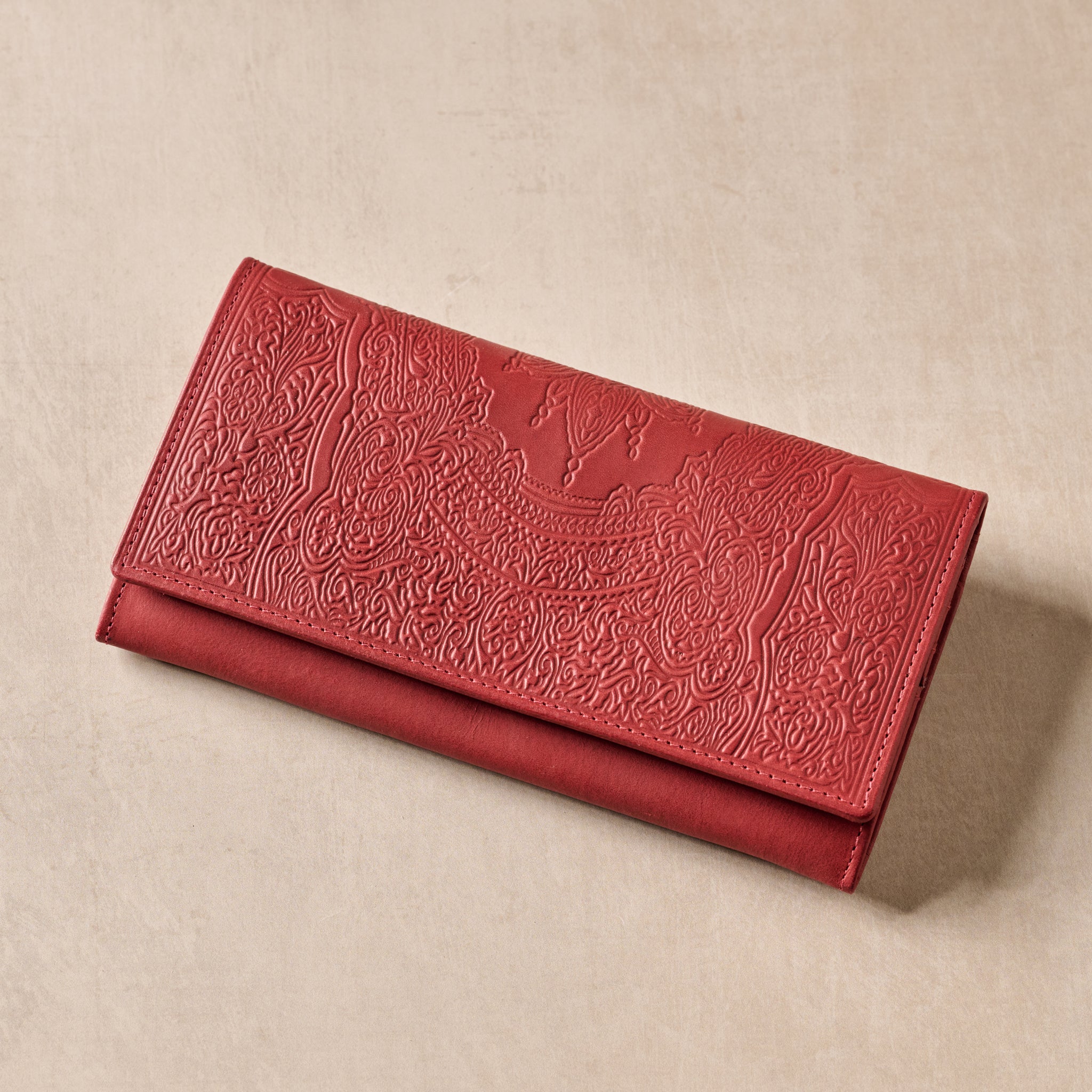Kohra Embossed Leather Wallet - Ten Thousand Villages