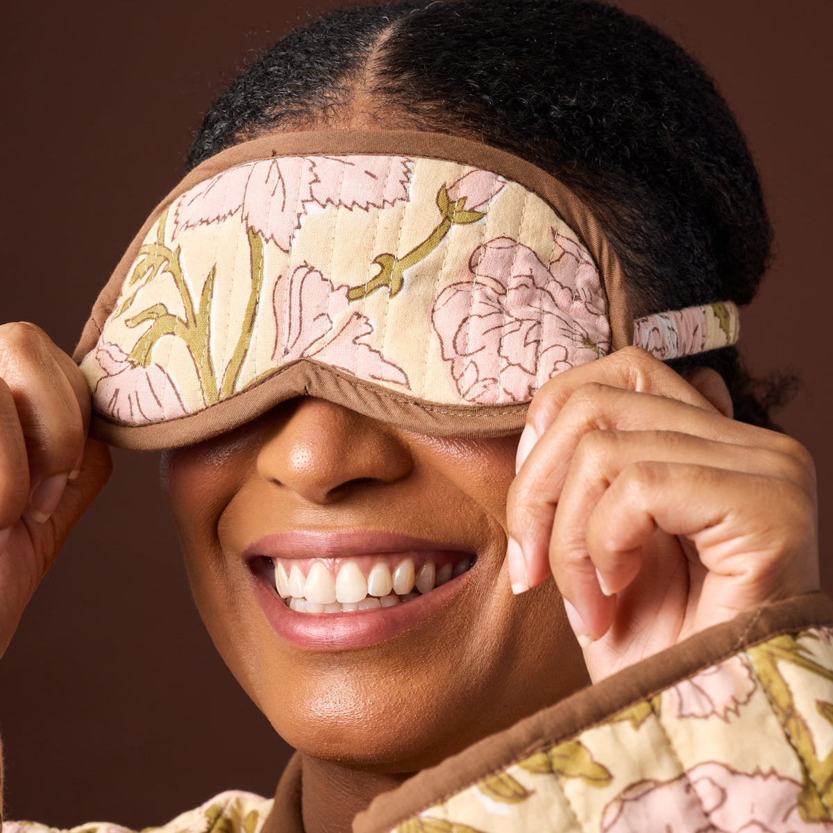 Karana Block Print Floral Sleep Mask