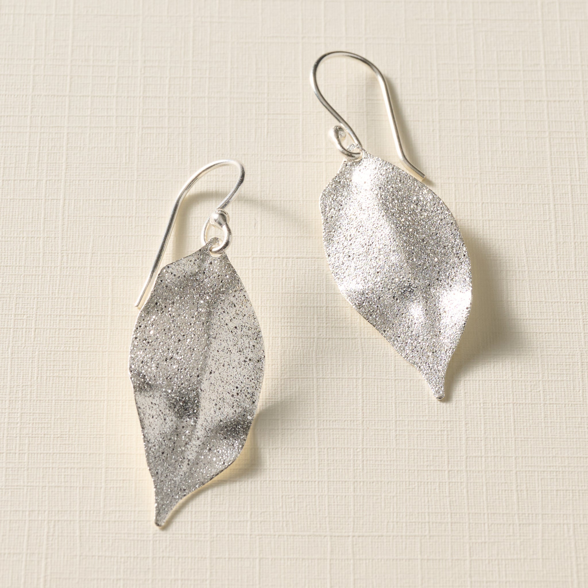 Esha Silver Sparkle Leaf Earrings - Ten Thousand Villages