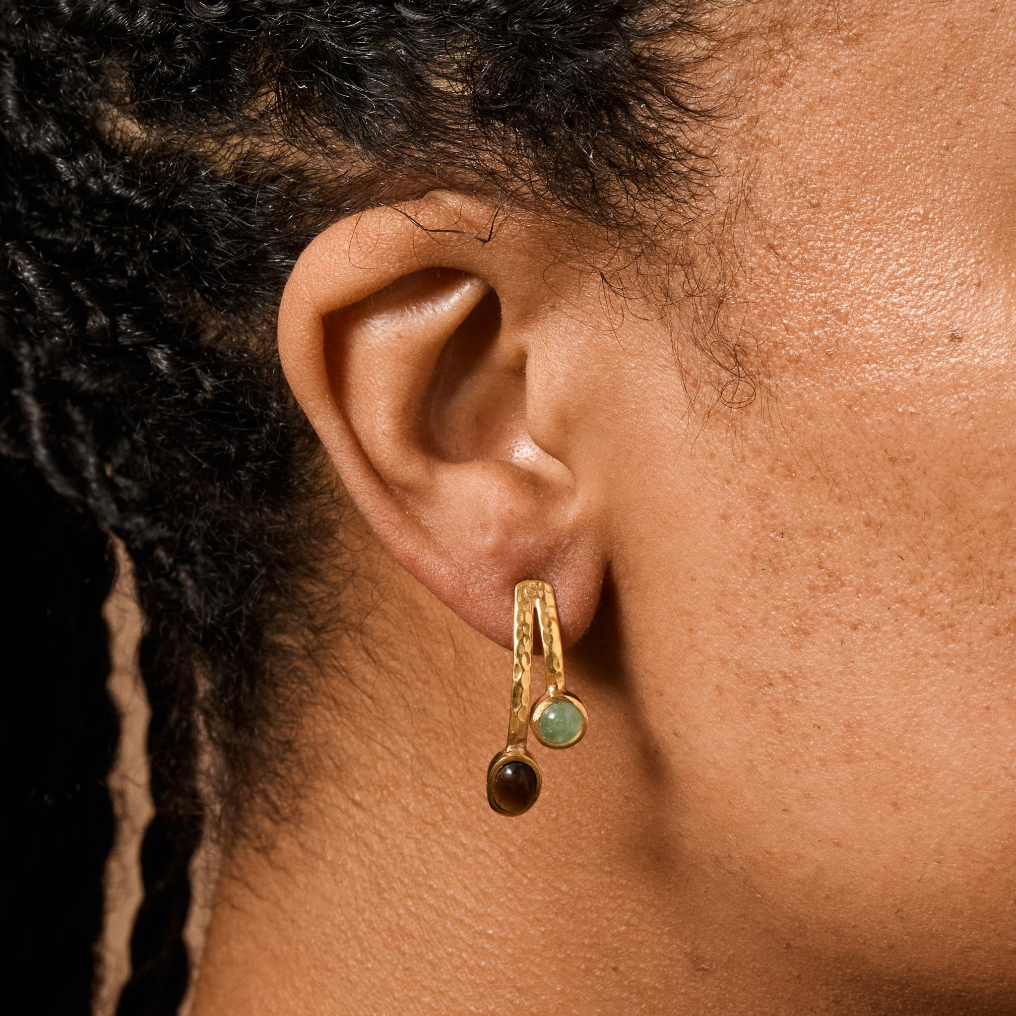 Sanja Tiger + Glass Stone Post Earrings - Ten Thousand Villages