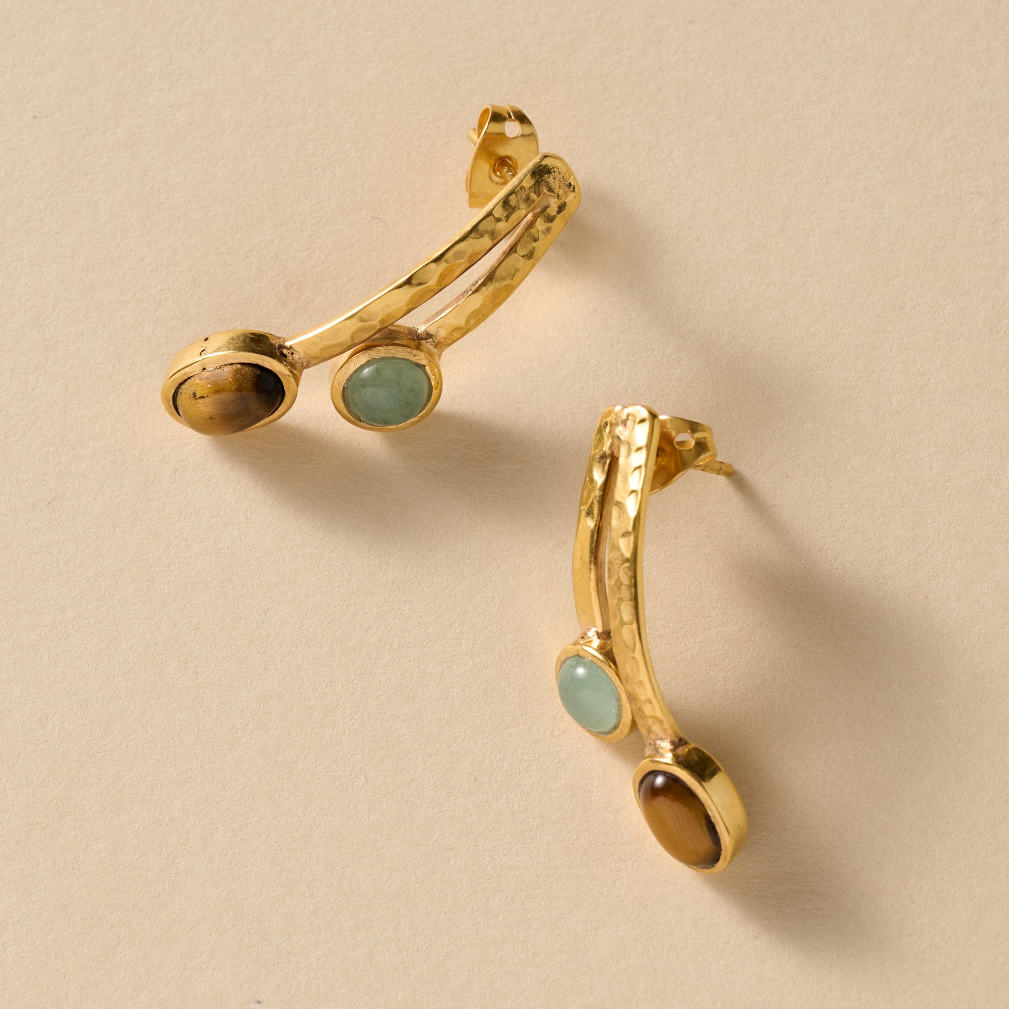 Sanja Tiger + Glass Stone Post Earrings - Ten Thousand Villages