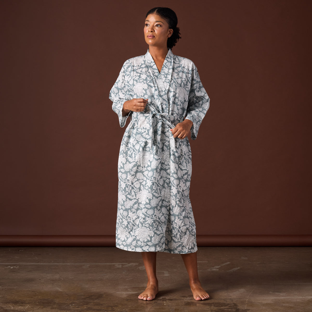 Avani Floral Block Print Robe