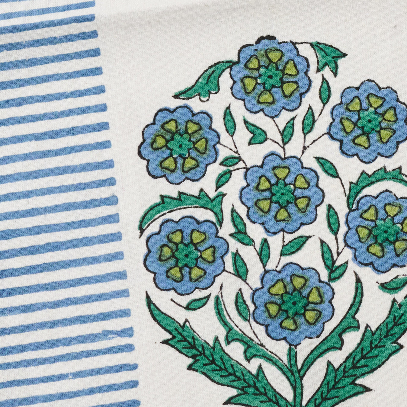 Devika Floral + Stripe Block Print Napkin - Ten Thousand Villages