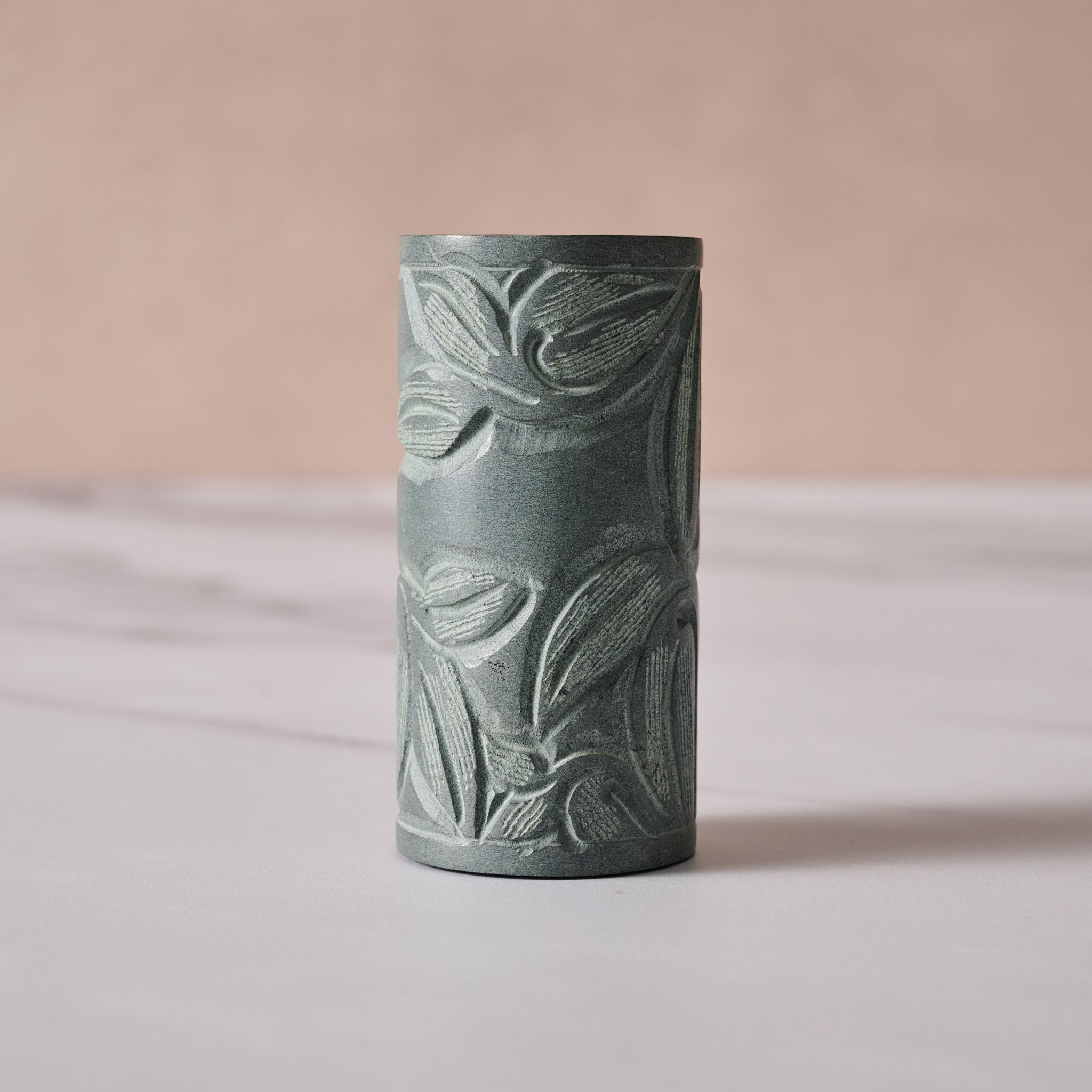 Valli Carved Palewa Stone Salt + Pepper Shakers - Ten Thousand Villages