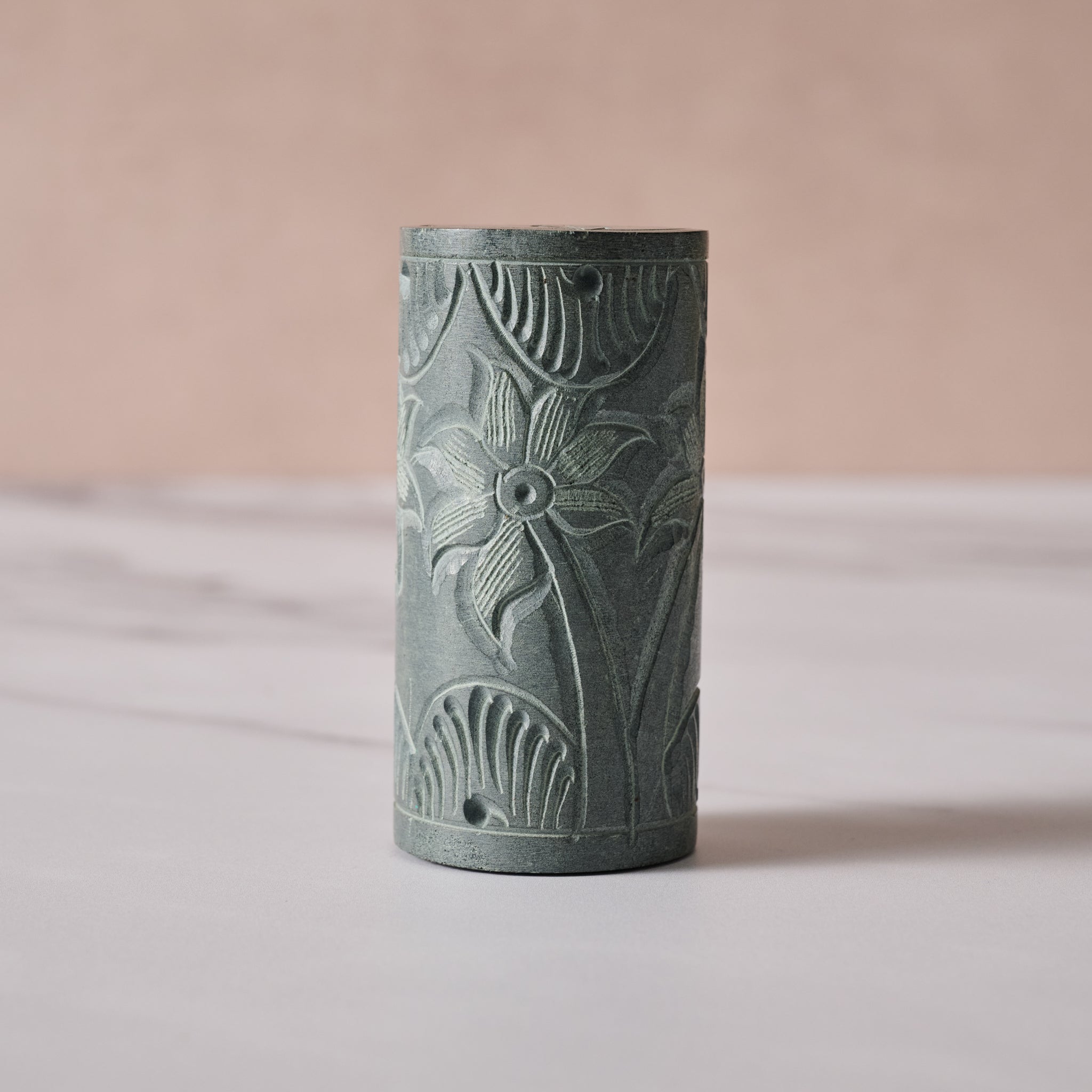 Valli Carved Palewa Stone Salt + Pepper Shakers - Ten Thousand Villages