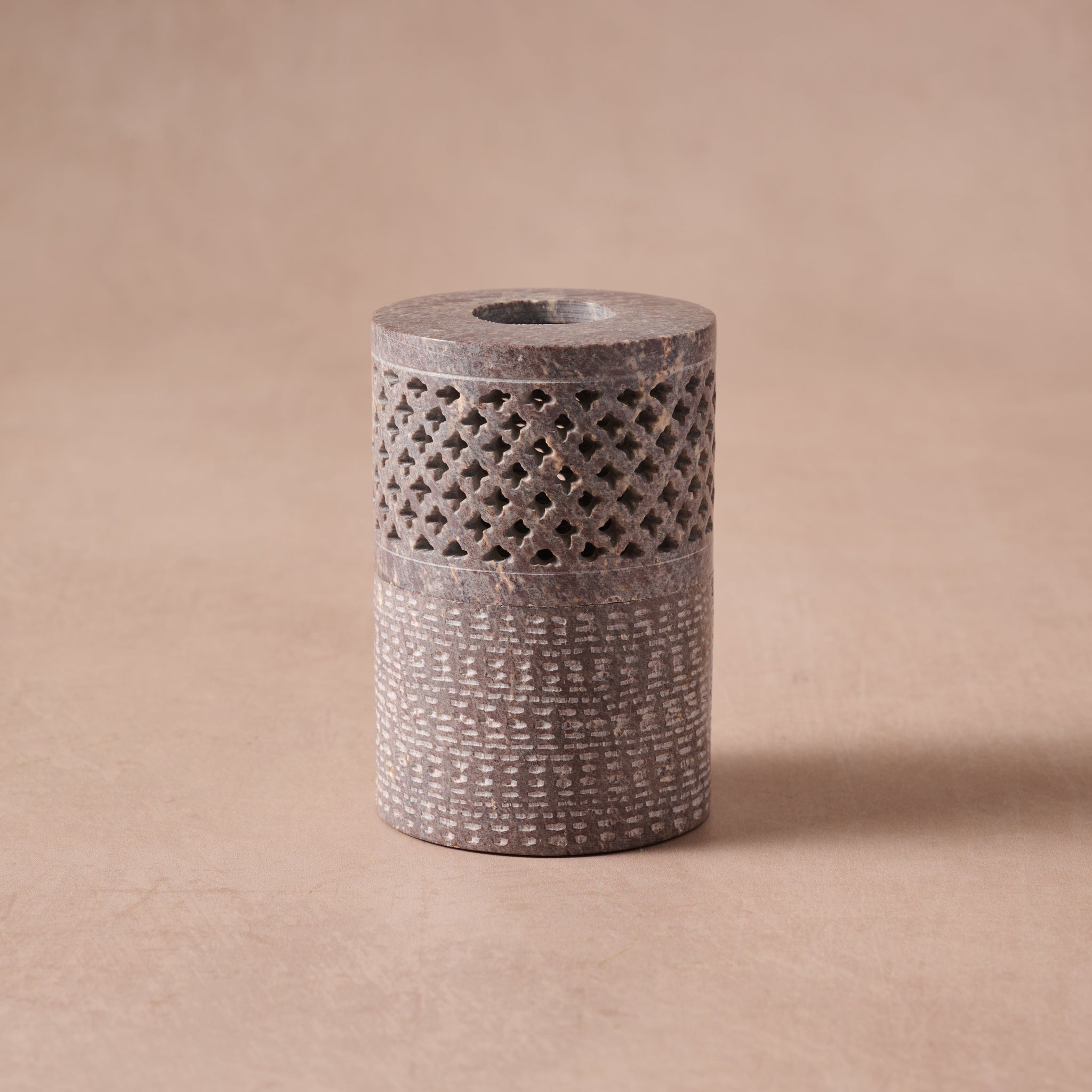Jatil Carved Gorara Stone Tealight Holder