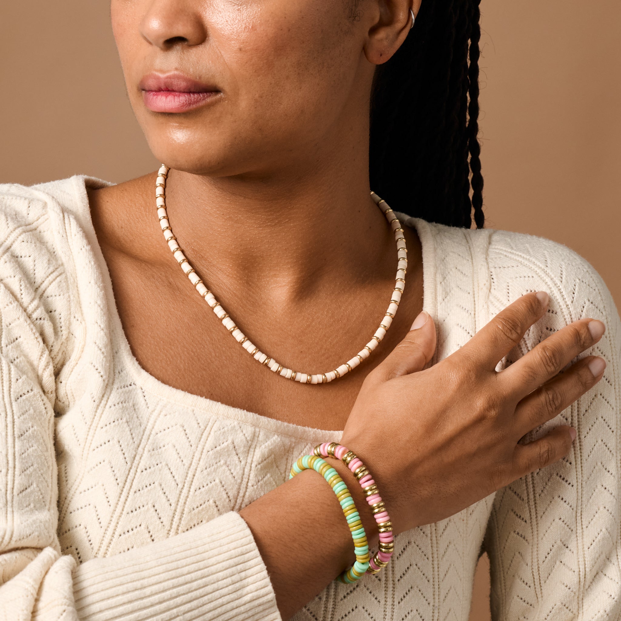 Khet Bead Bracelet - Light Green+Olive - Ten Thousand Villages