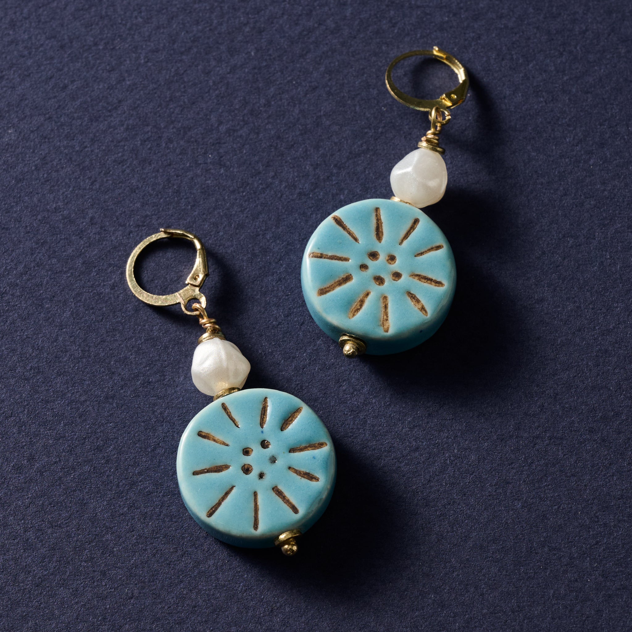 Bola Ceramic + Glass Bead Drop Earrings - Ten Thousand Villages