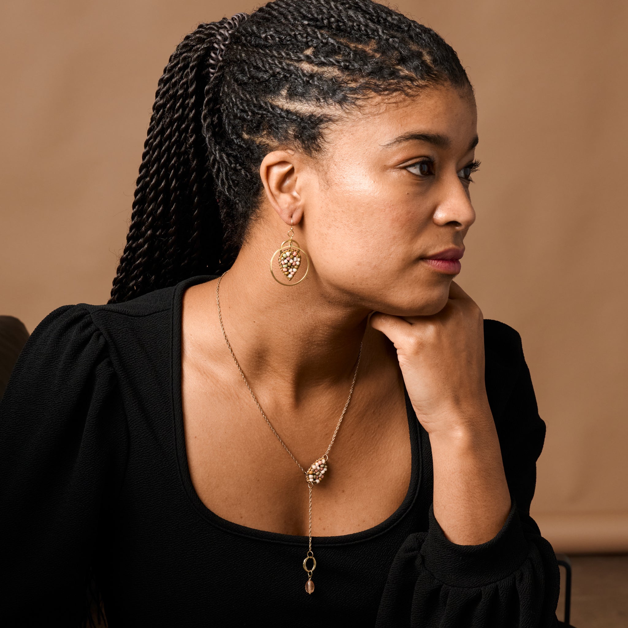 Duniya Embroidered Bead Drop Earrings - Ten Thousand Villages