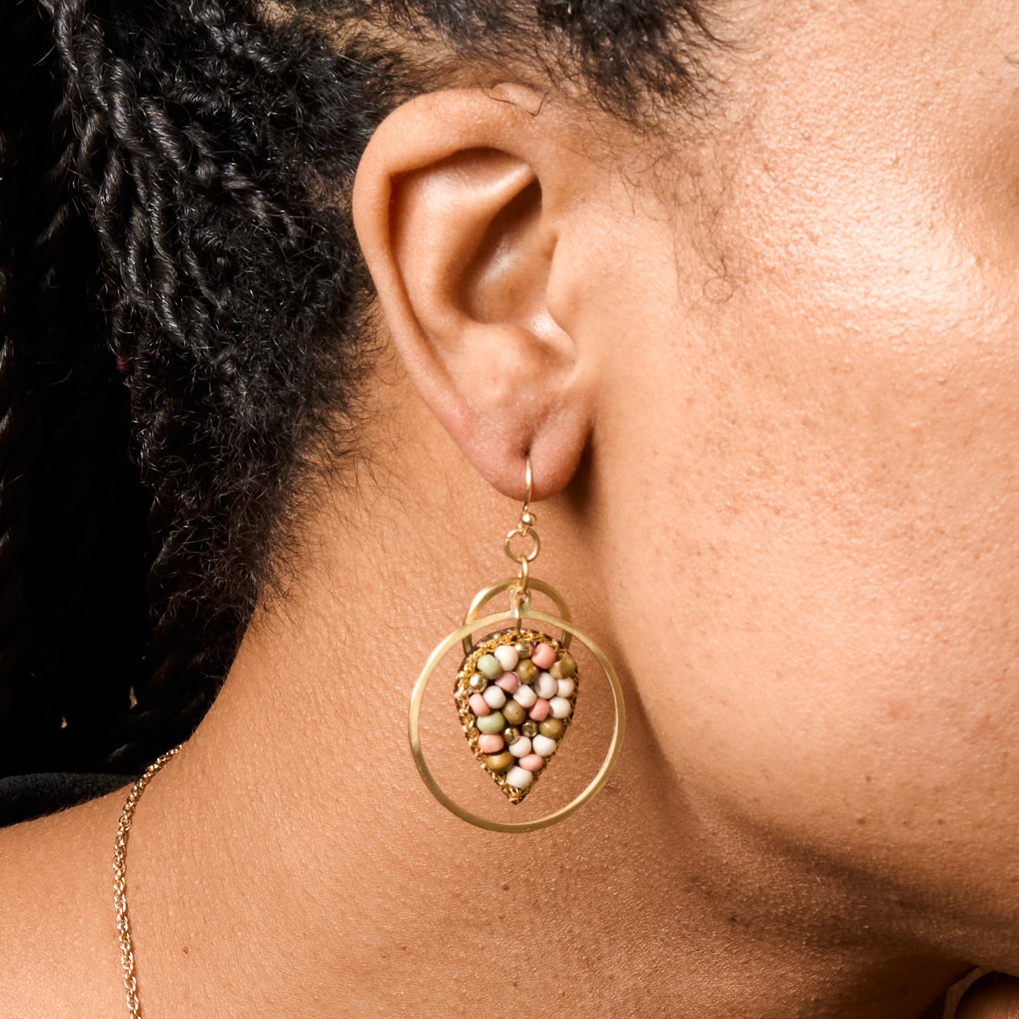 Duniya Embroidered Bead Drop Earrings - Ten Thousand Villages
