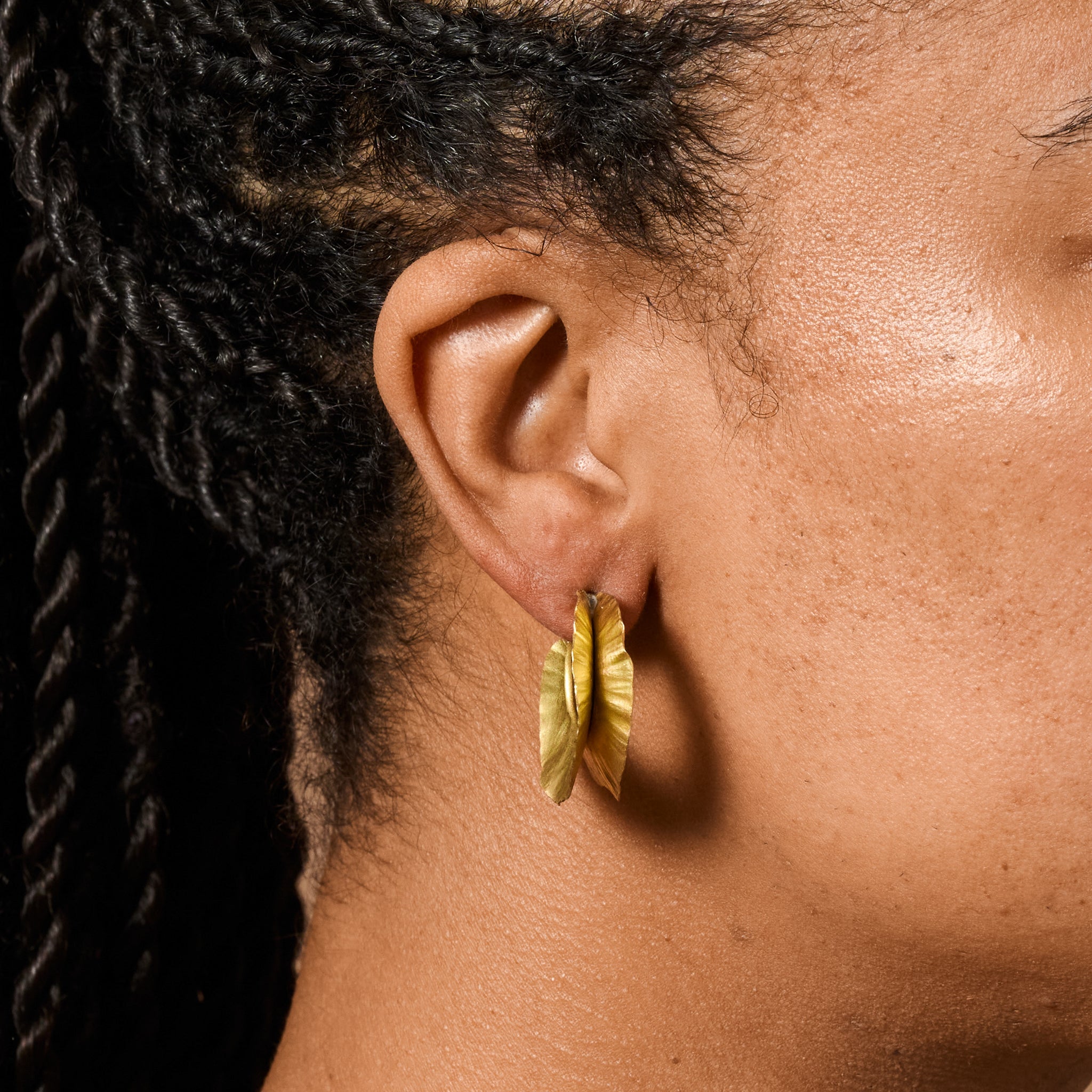 Usha Brass Ruffle Post Earrings - Ten Thousand Villages