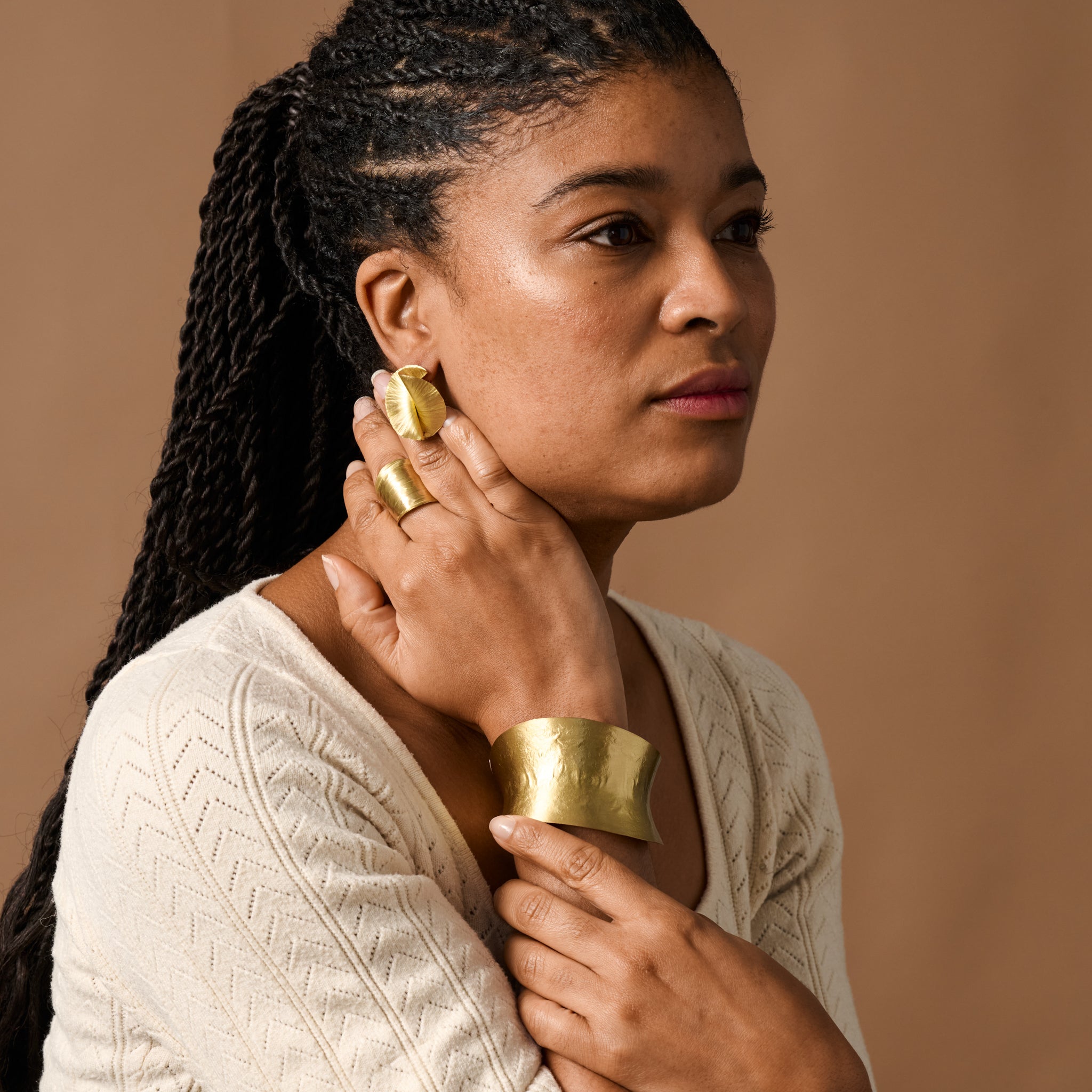 Kiran Crumpled Spiral Post Earrings - Ten Thousand Villages