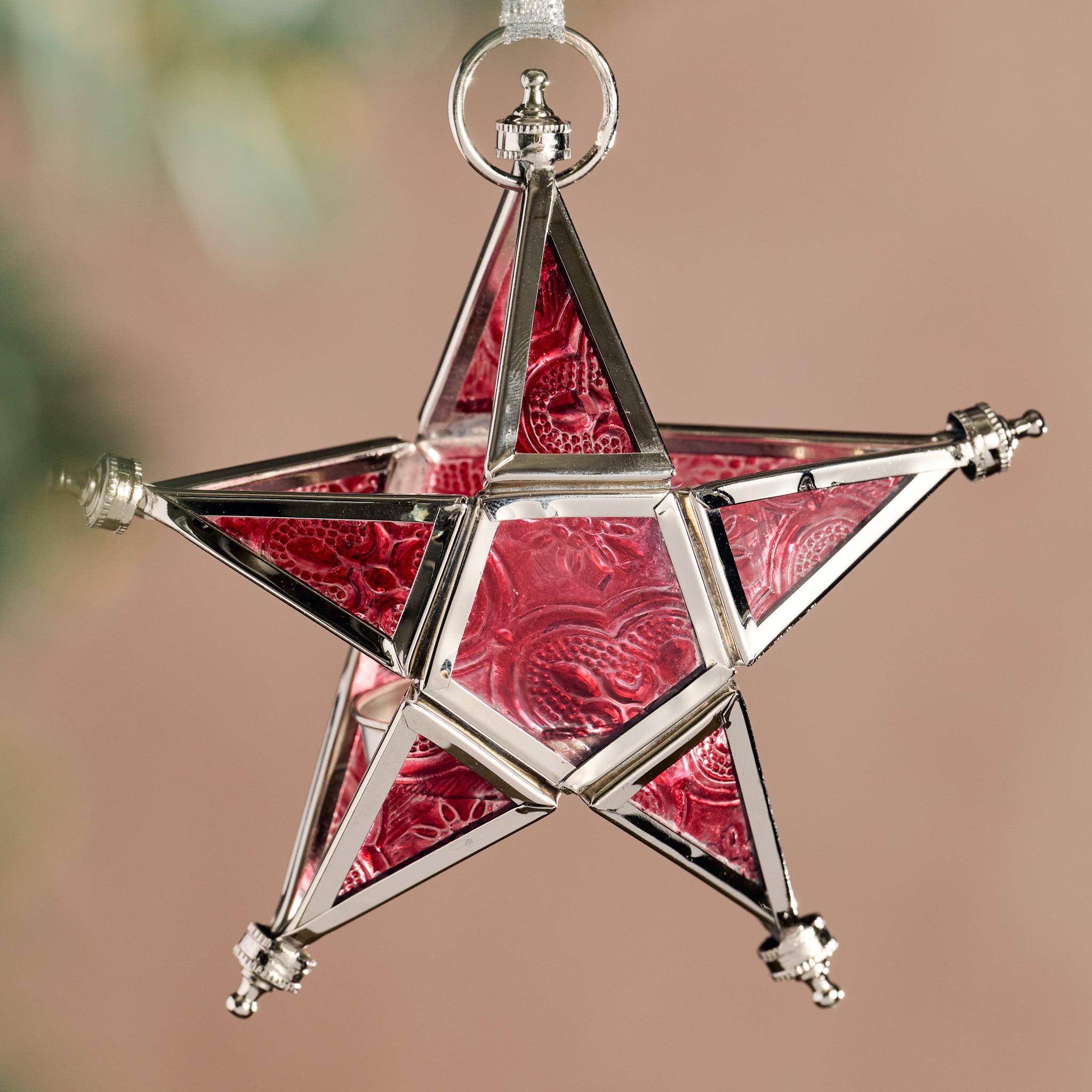 Starlight Candleholder Ornament - Red