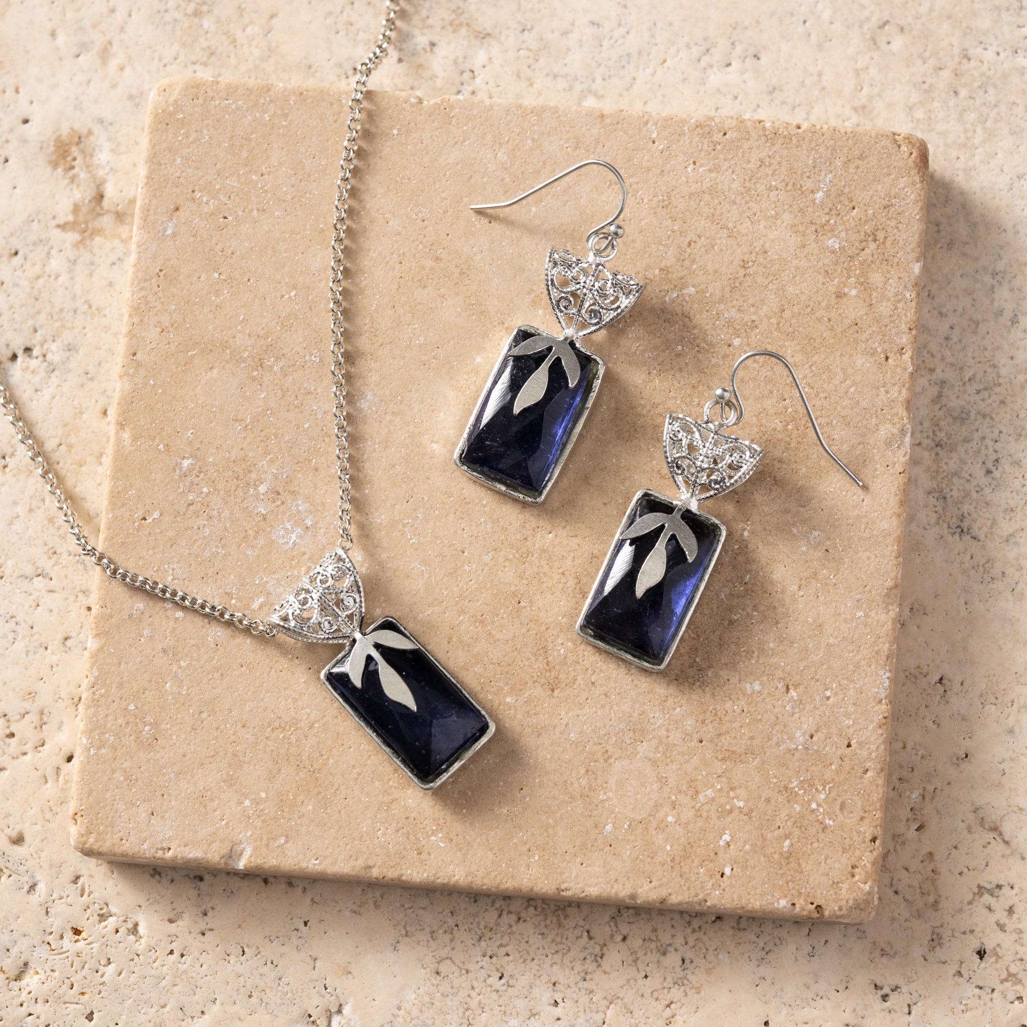 Chandra Glass Stone & Leaf Earrings