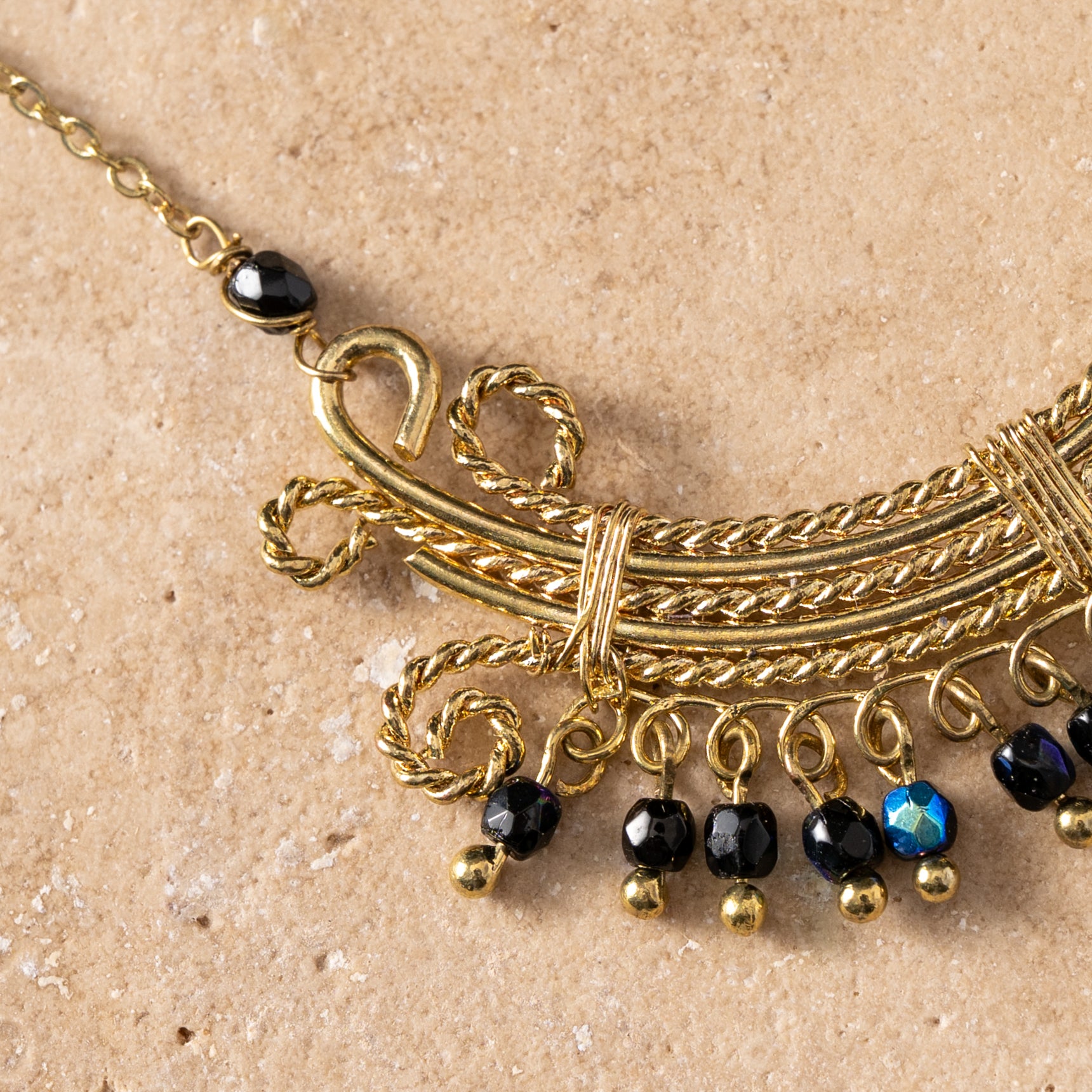 Kalpana Glass Bead Swirl Necklace