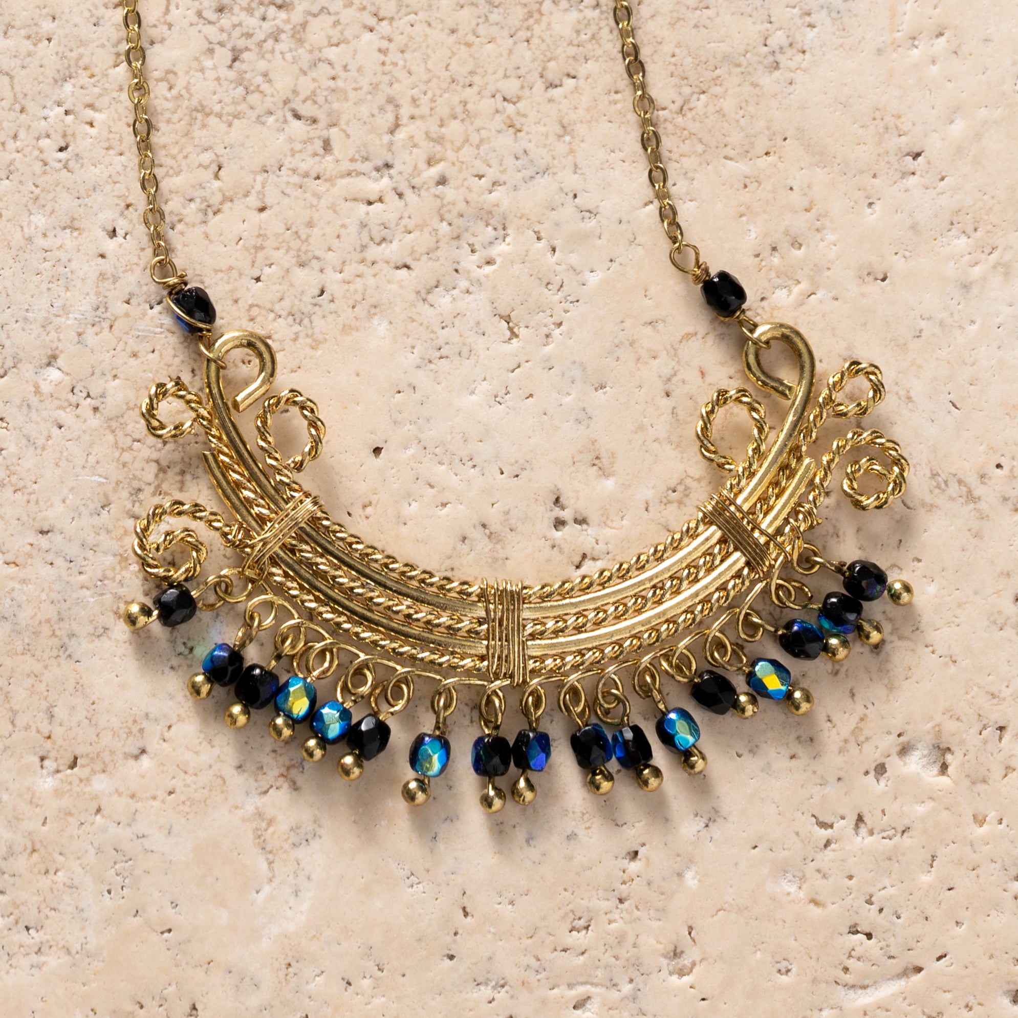 Kalpana Glass Bead Swirl Necklace