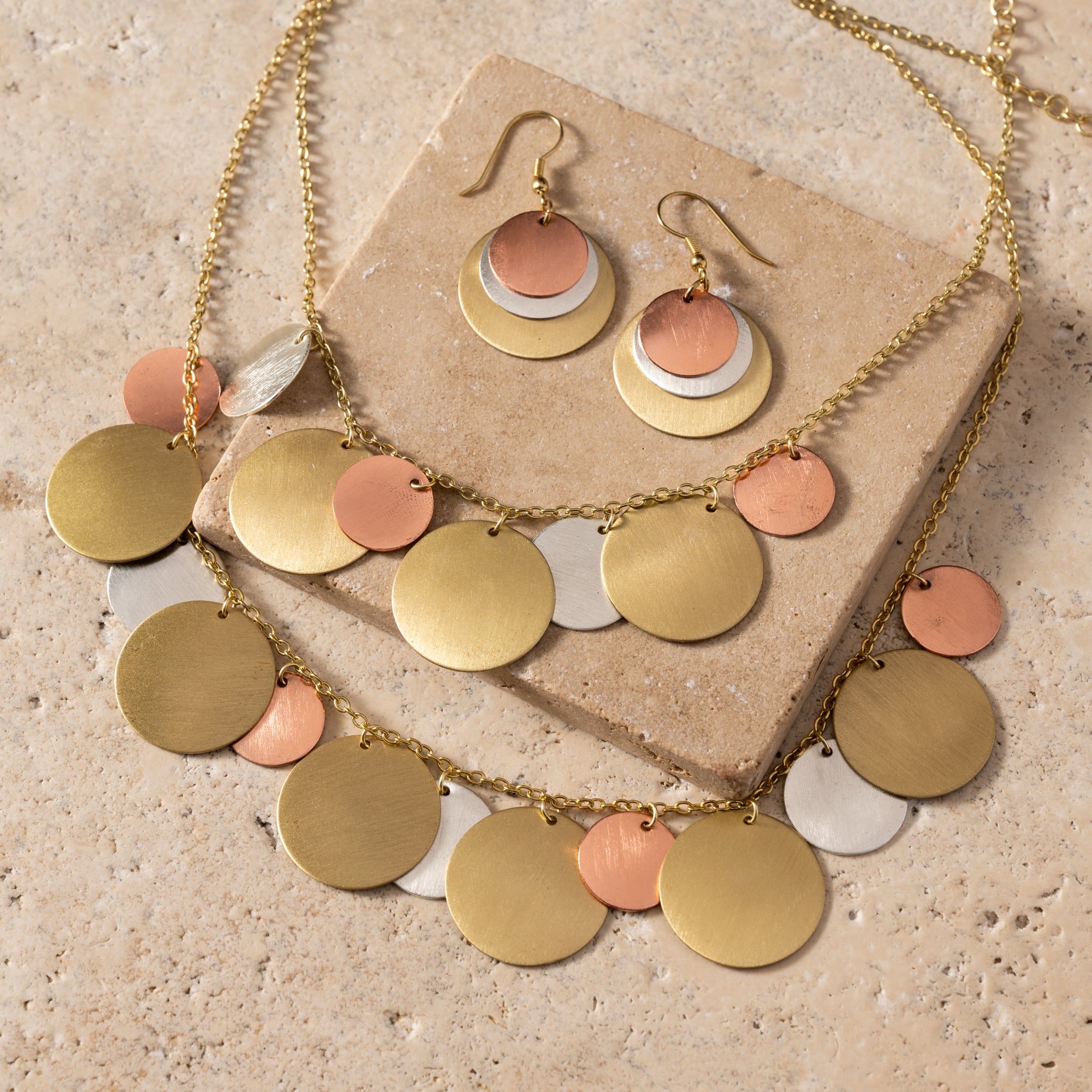 Jharana Layered Disc Earrings