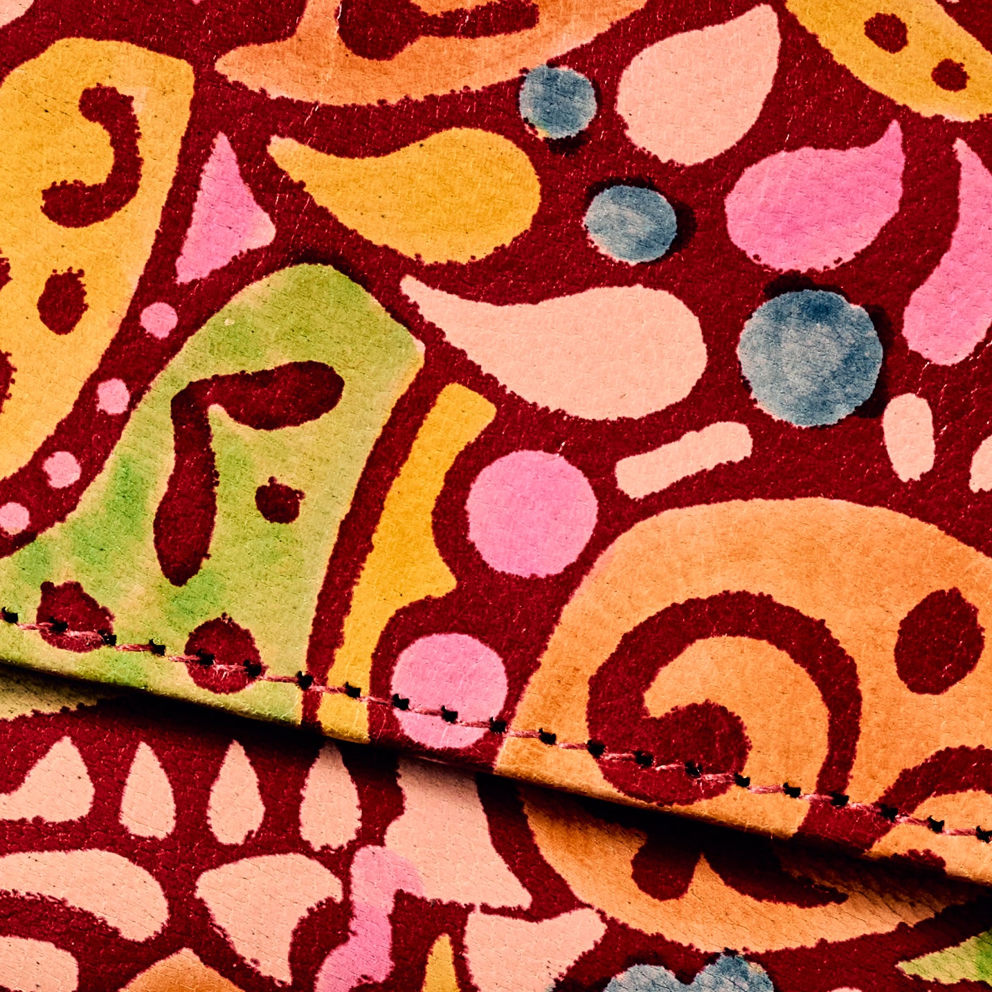 Kala Red/Multi Slim Leather Wallet